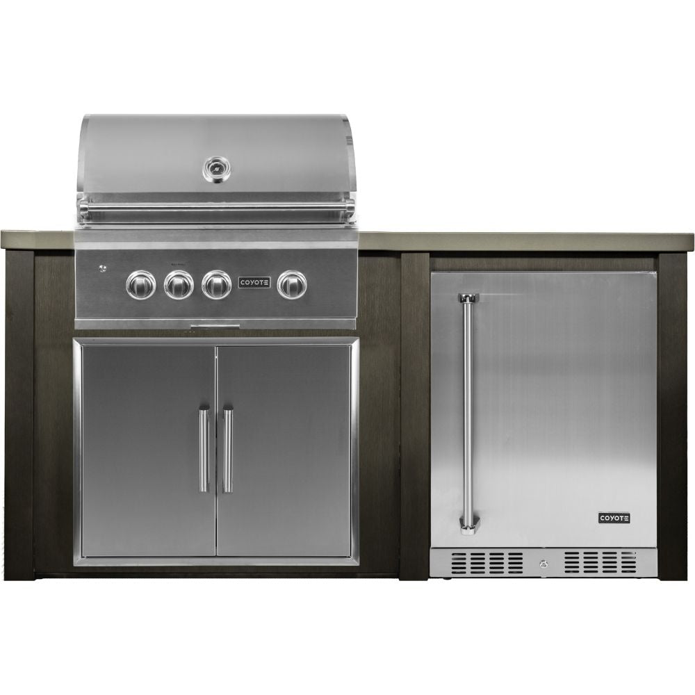 Haven Outdoor 72-Inch Outdoor Kitchen Island with 24-Inch Refrigerator, Gas Grill & Double Access Door