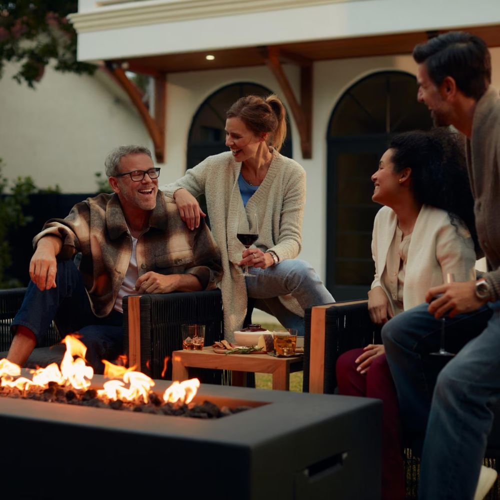 Blaze 60-Inch Concrete Rectangular Gas Fire Pit Table in Phantom Dark