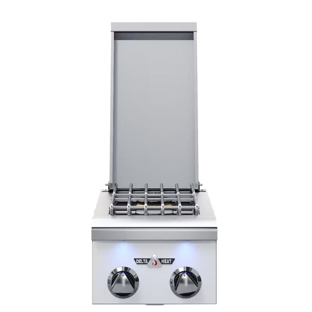 Delta Heat 12-Inch Built-In Gas Double Side Burner w/ White Control Panel