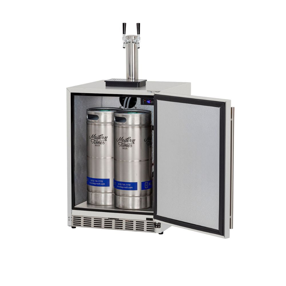 TrueFlame TF-RFR-24DK2 Deluxe Outdoor Rated 6.6c Double Tap Kegerator