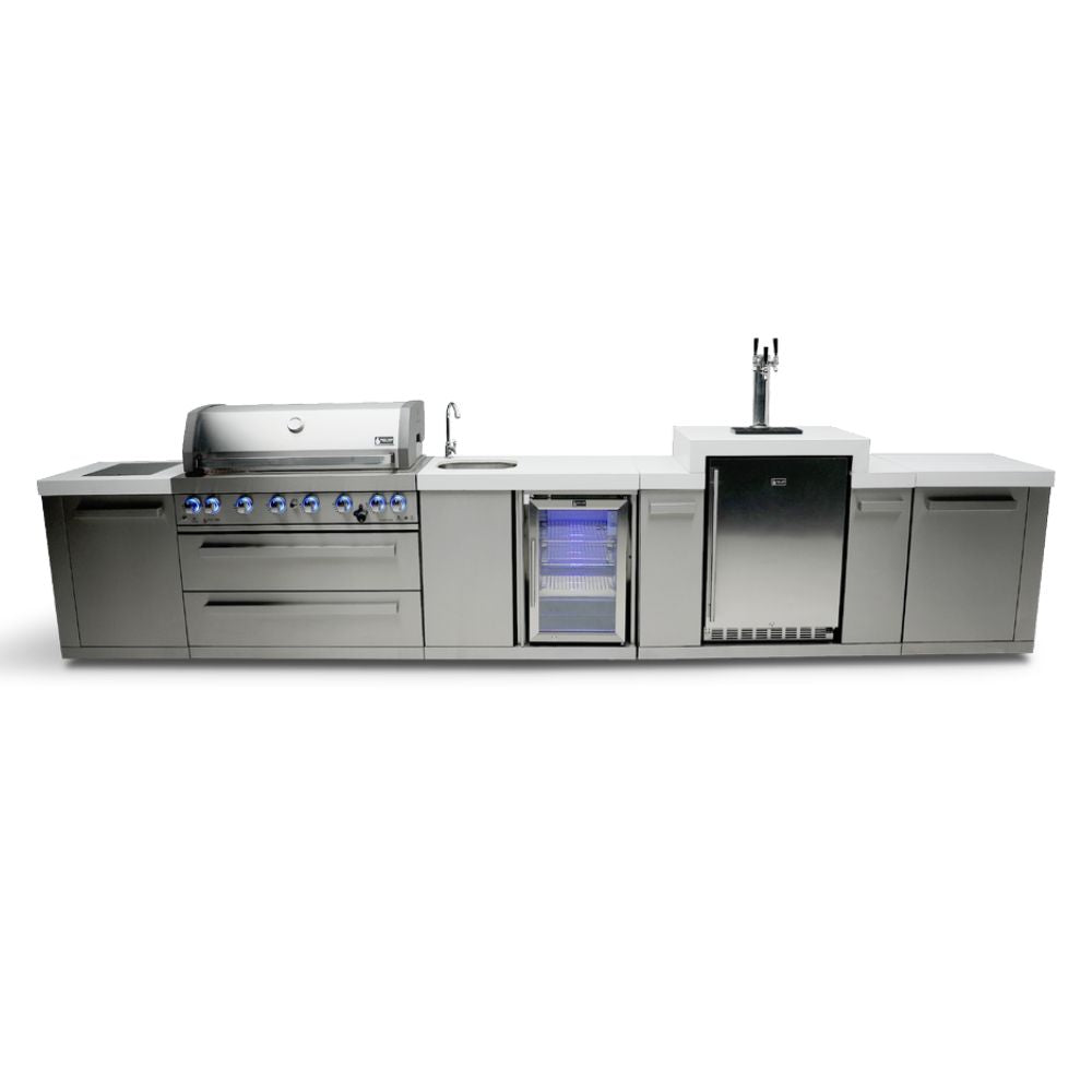 Mont Alpi MAi805-KEGBEV Propane 6-Burner Island with Kegerator & Beverage Center