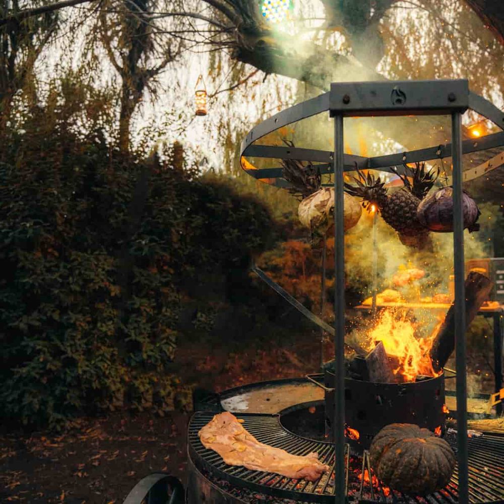 Tromen Duomo Firepit Open Fire Argentine Grill with Trolley