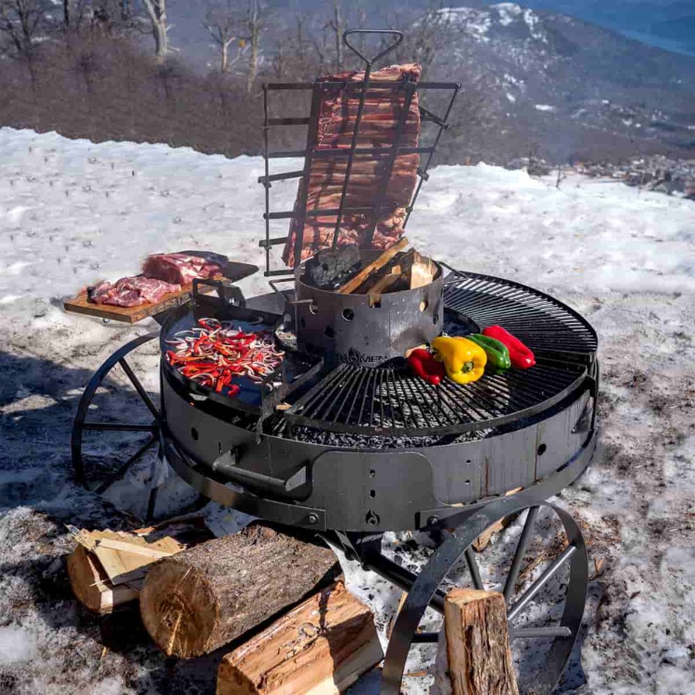 Tromen Duomo Firepit Open Fire Argentine Grill with Trolley