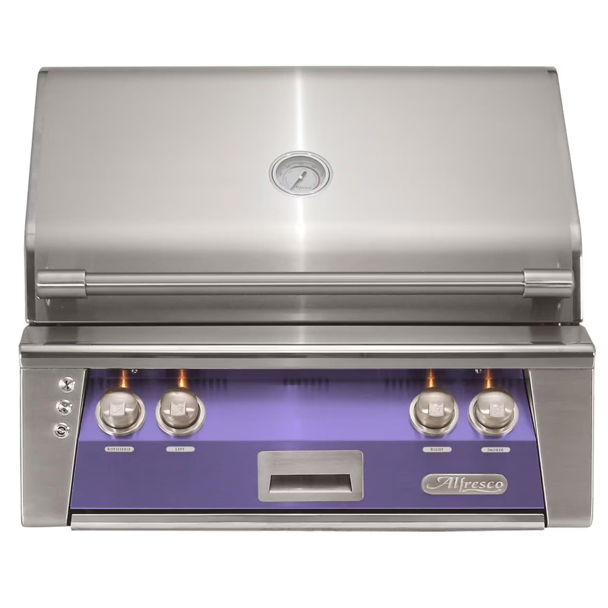 Alfresco 30-Inch Built-in Stainless Steel Gas Grill w/ Rotisserie & Sear Zone in Blue Lilac | Novaselectes