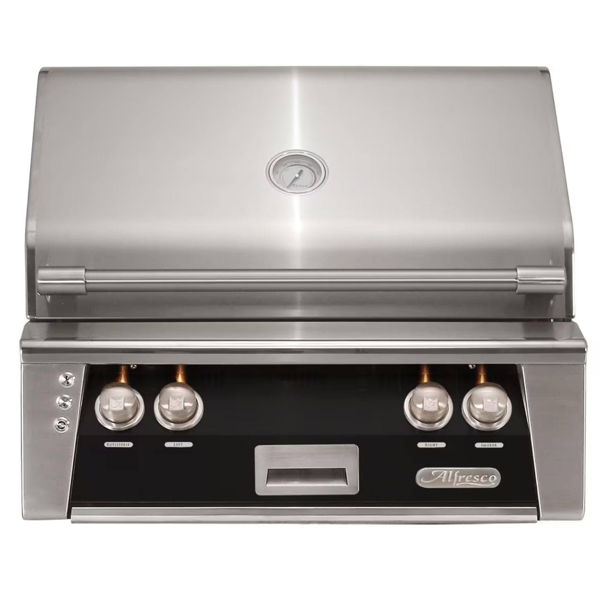 Alfresco 30-Inch Built-in Stainless Steel Gas Grill w/ Rotisserie & Sear Zone in Jet Black | Novaselectes