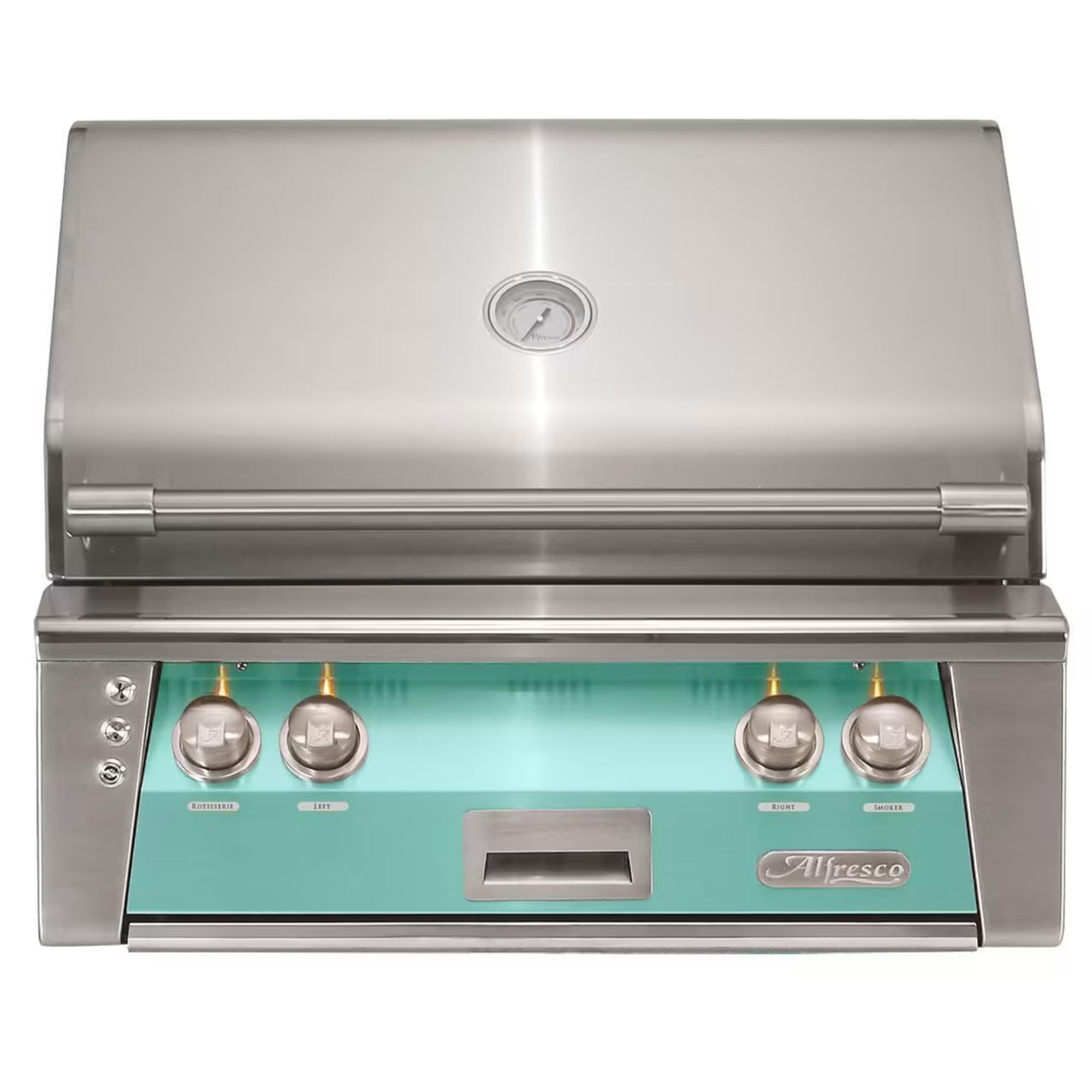 Alfresco 30-Inch Built-in Stainless Steel Gas Grill w/ Rotisserie & Sear Zone in Light Green | Novaselectes