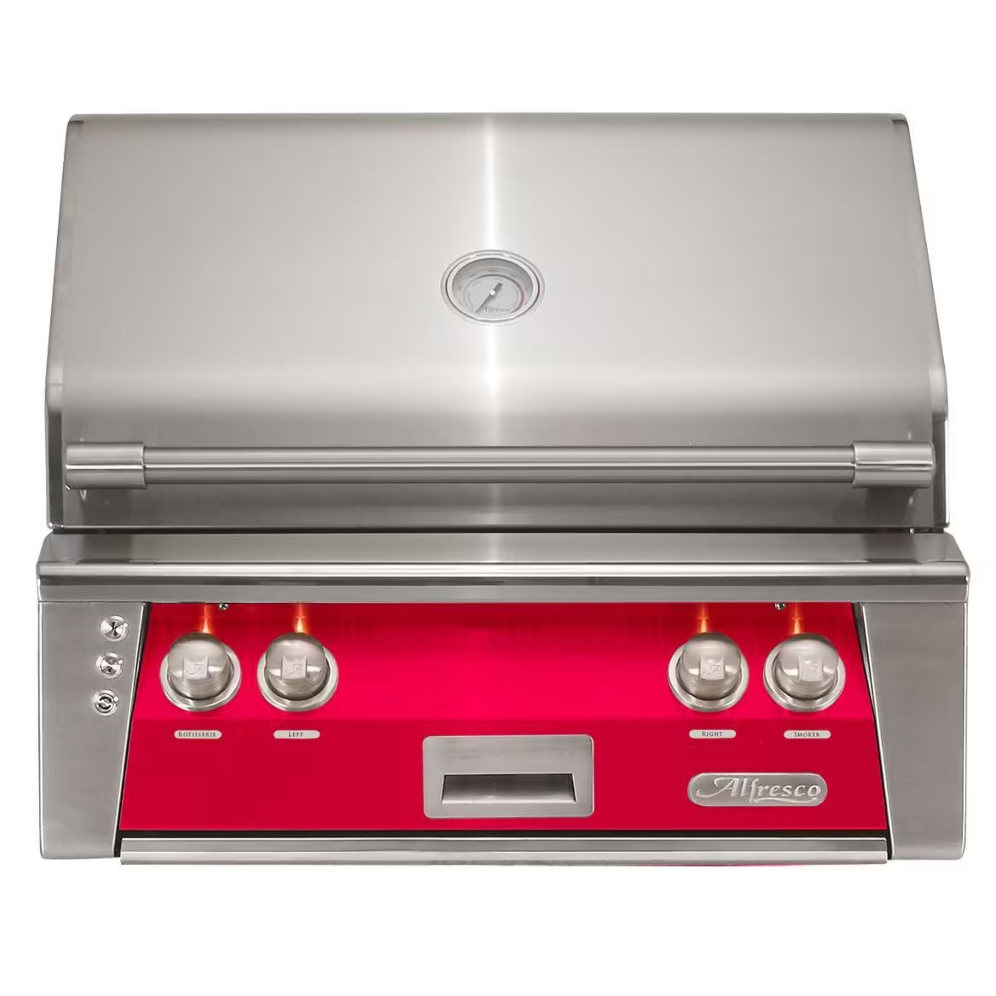 Alfresco 30-Inch Built-in Stainless Steel Gas Grill w/ Rotisserie & Sear Zone in Raspberry Red | Novaselectes