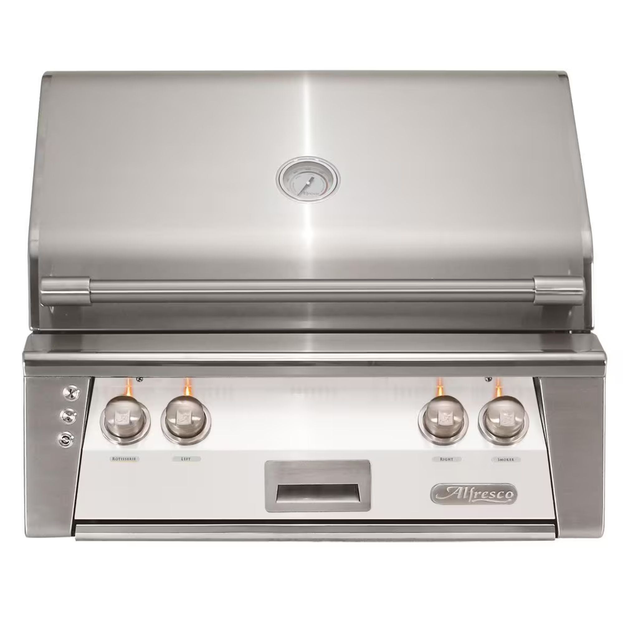 Alfresco 30-Inch Built-in Stainless Steel Gas Grill w/ Rotisserie & Sear Zone in Signal White | Novaselectes