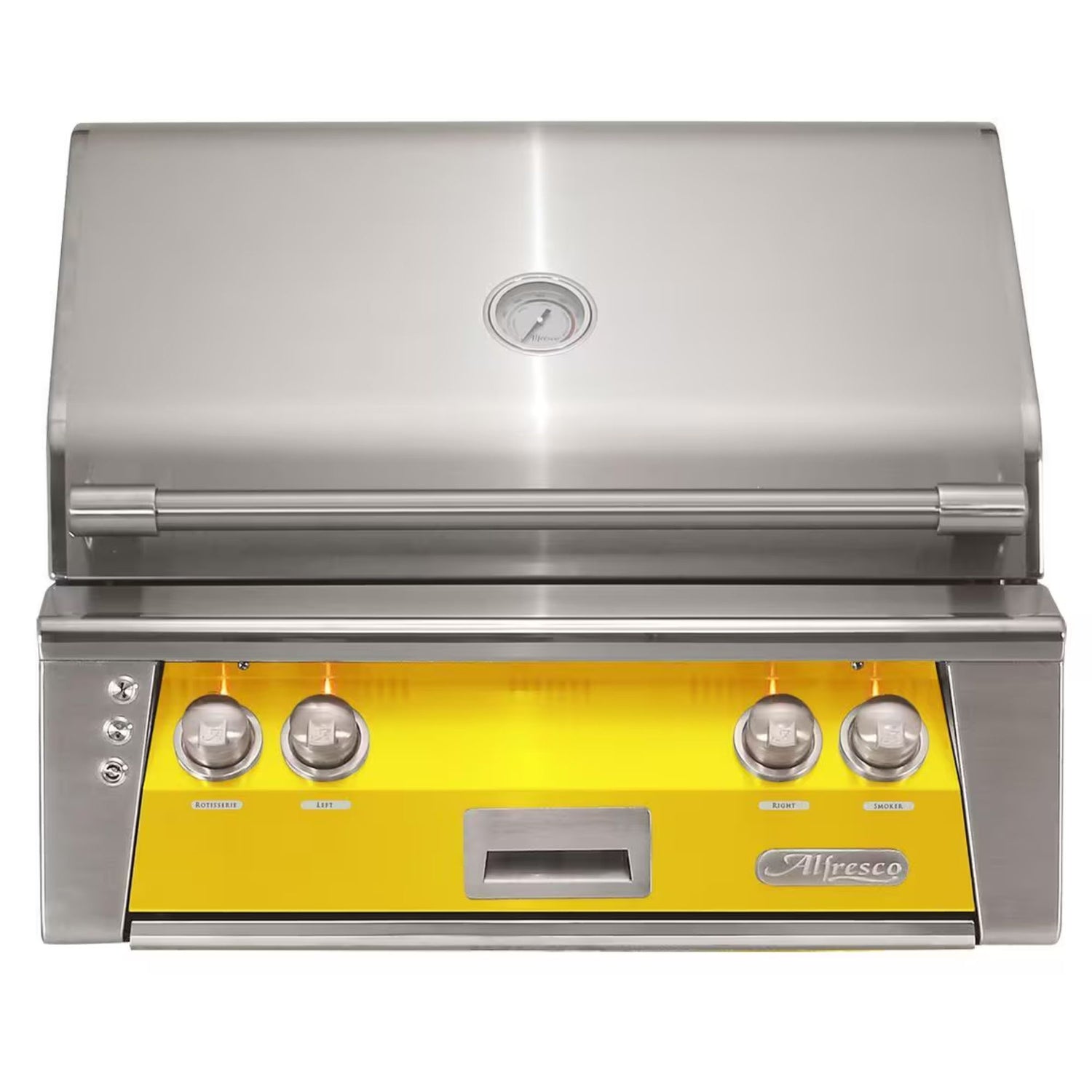 Alfresco 30-Inch Built-in Stainless Steel Gas Grill w/ Rotisserie & Sear Zone in Traffic Yellow | Novaselectes