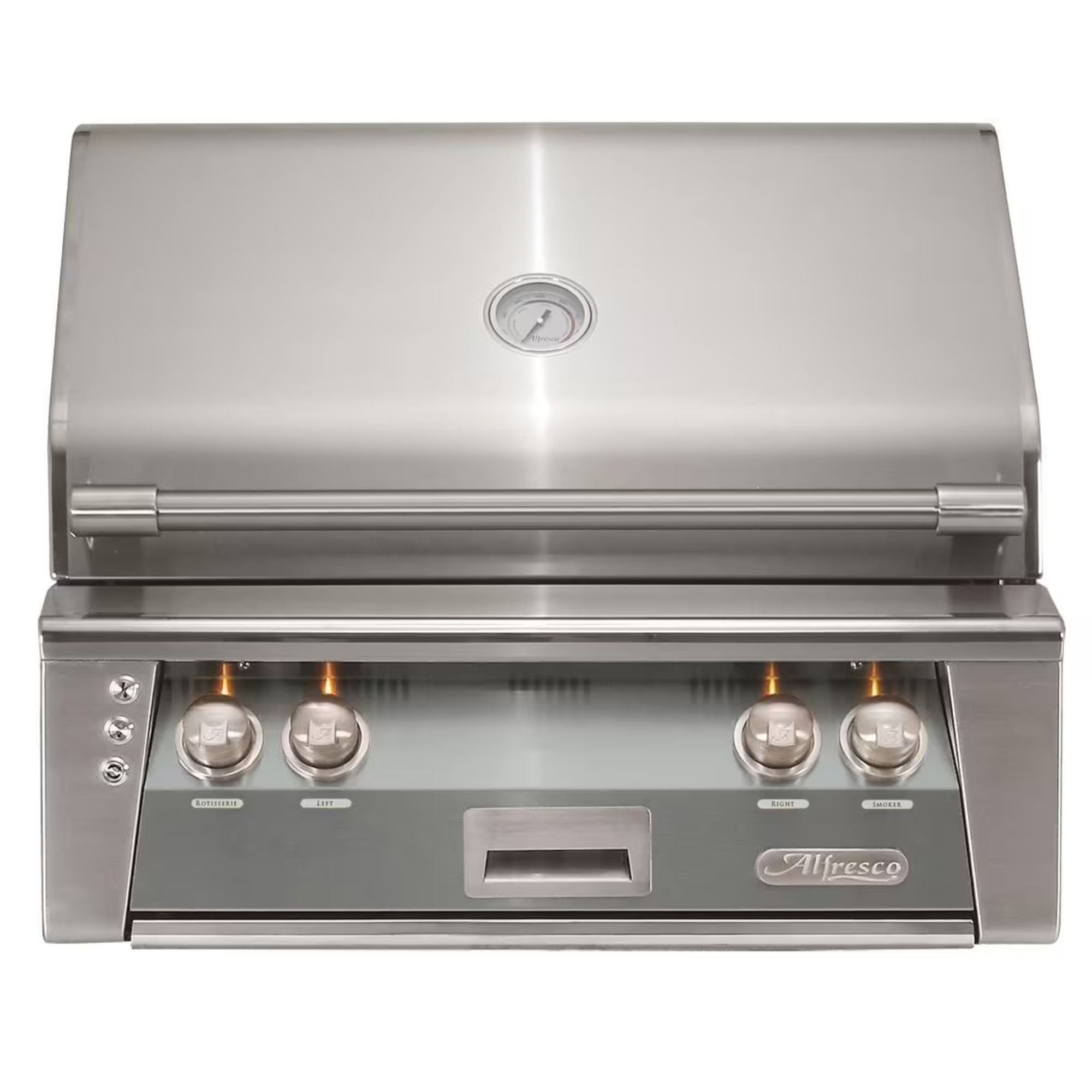 Alfresco 30-Inch Built-in Stainless Steel Gas Grill w/ Rotisserie in Signal Gray | Novaselectes