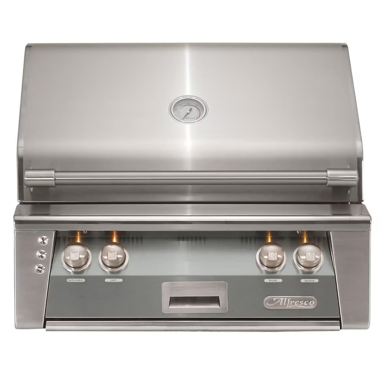 Alfresco 30-Inch Built-in Stainless Steel Gas Grill w/ Rotisserie in Signal Gray | Novaselectes