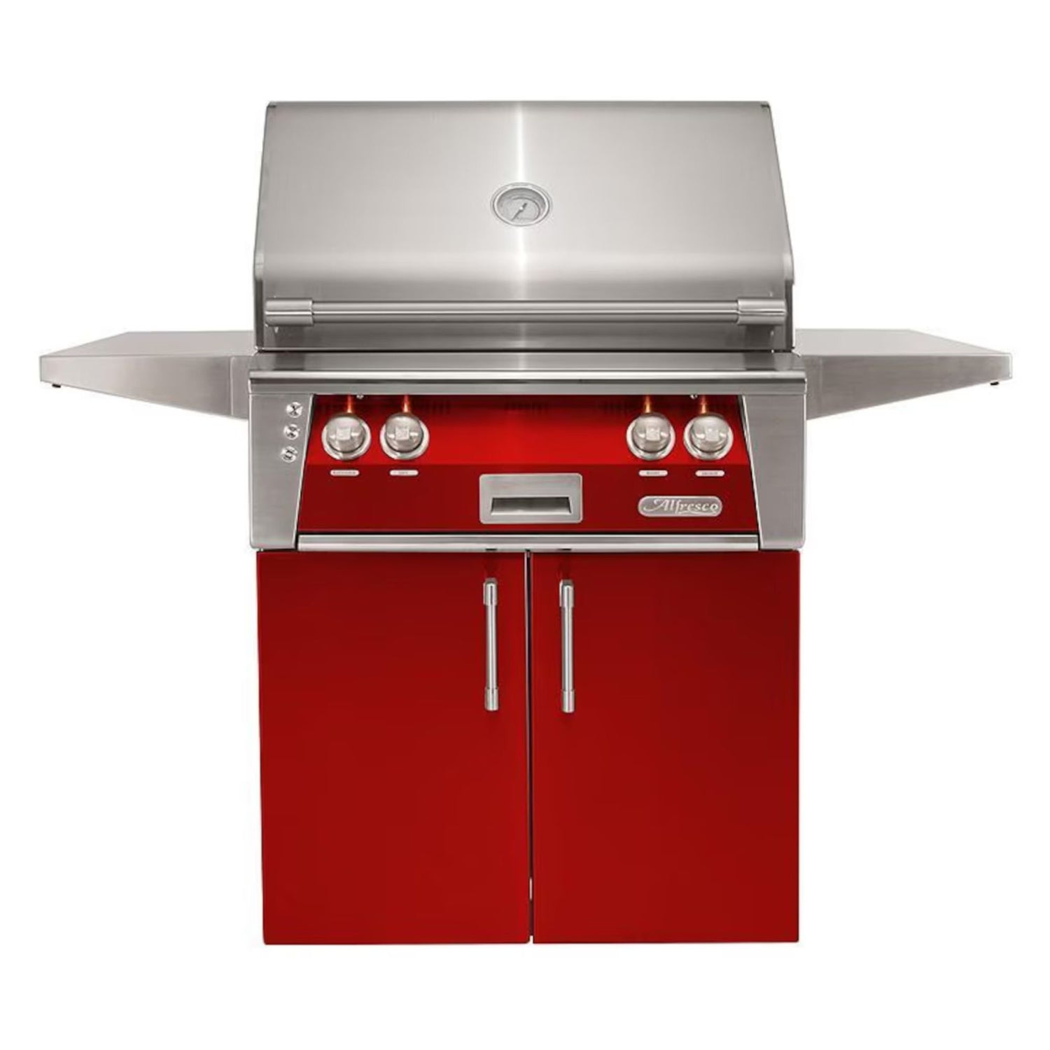 Alfresco 30-Inch Stainless Steel Freestanding Gas Grill w/ Rotisserie in Carmine Red | Novaselectes