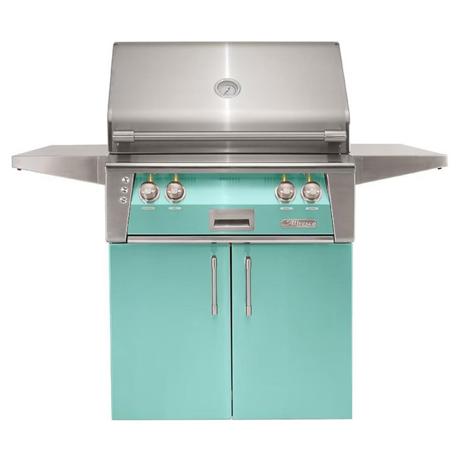 Alfresco 30-Inch Stainless Steel Freestanding Gas Grill w/ Rotisserie in Light Green | Novaselectes