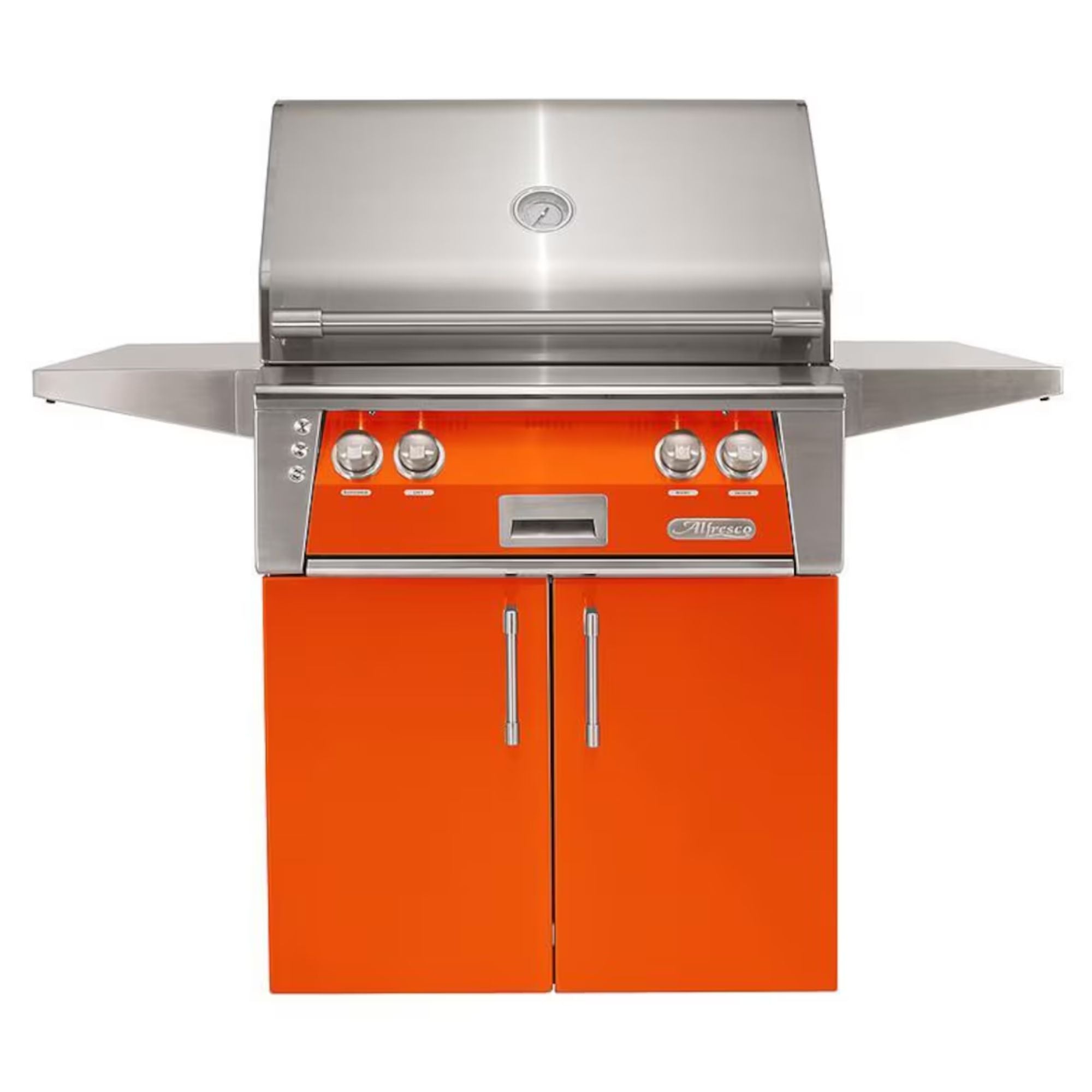 Alfresco 30-Inch Stainless Steel Freestanding Gas Grill w/ Rotisserie in Luminous Orange | Novaselectes