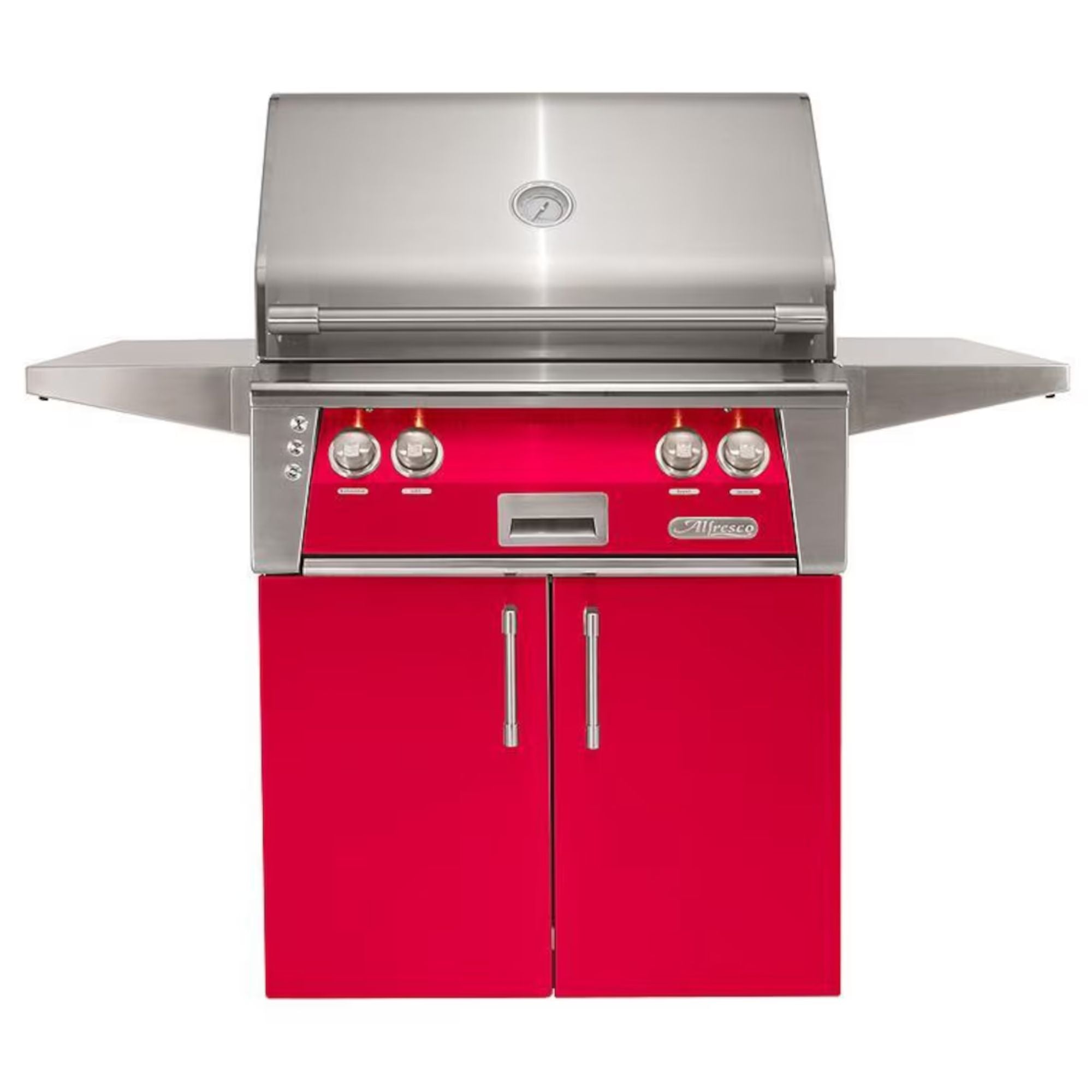 Alfresco 30-Inch Stainless Steel Freestanding Gas Grill w/ Rotisserie in Raspberry Red | Novaselectes