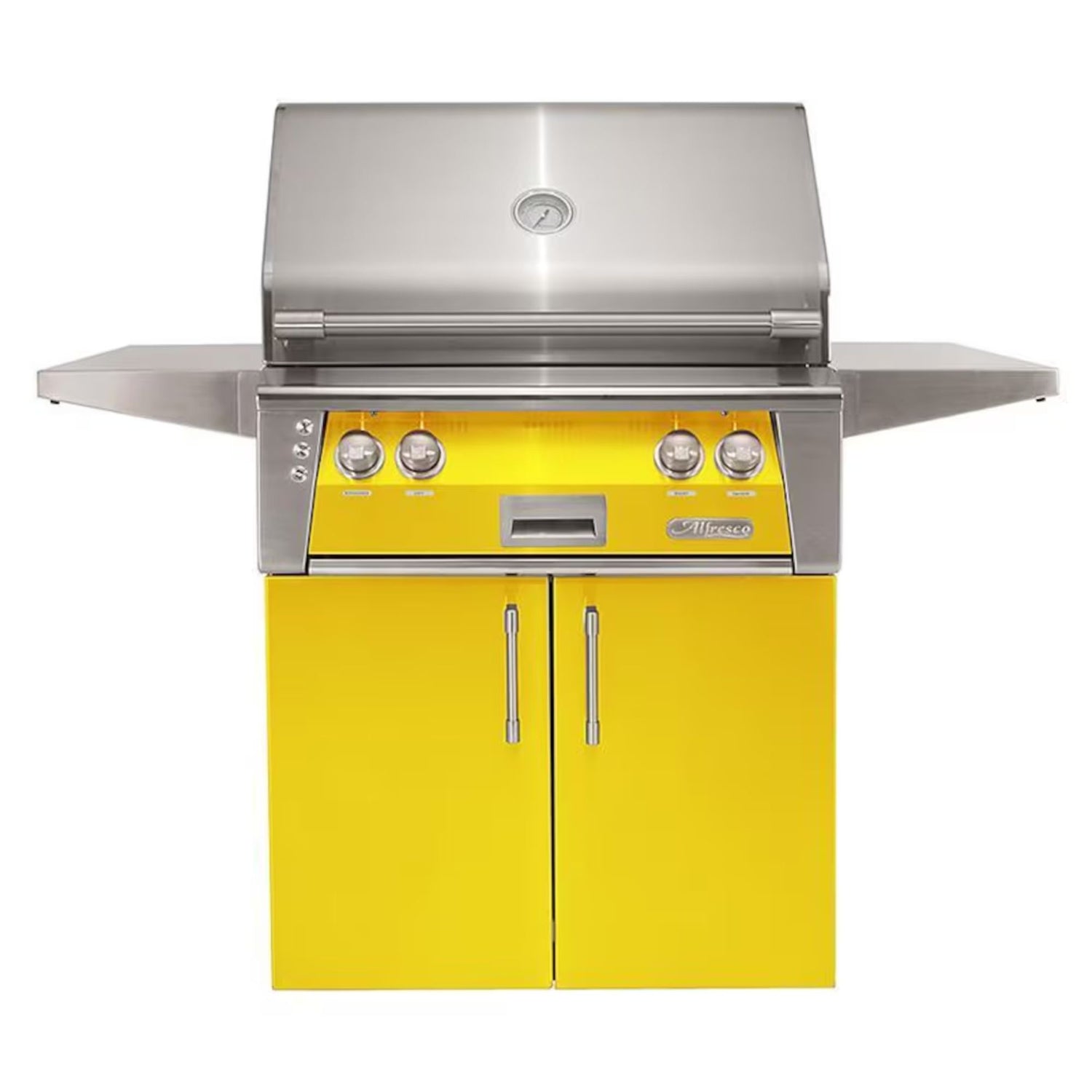 Alfresco 30-Inch Stainless Steel Freestanding Gas Grill w/ Rotisserie in Traffic Yellow | Novaselectes