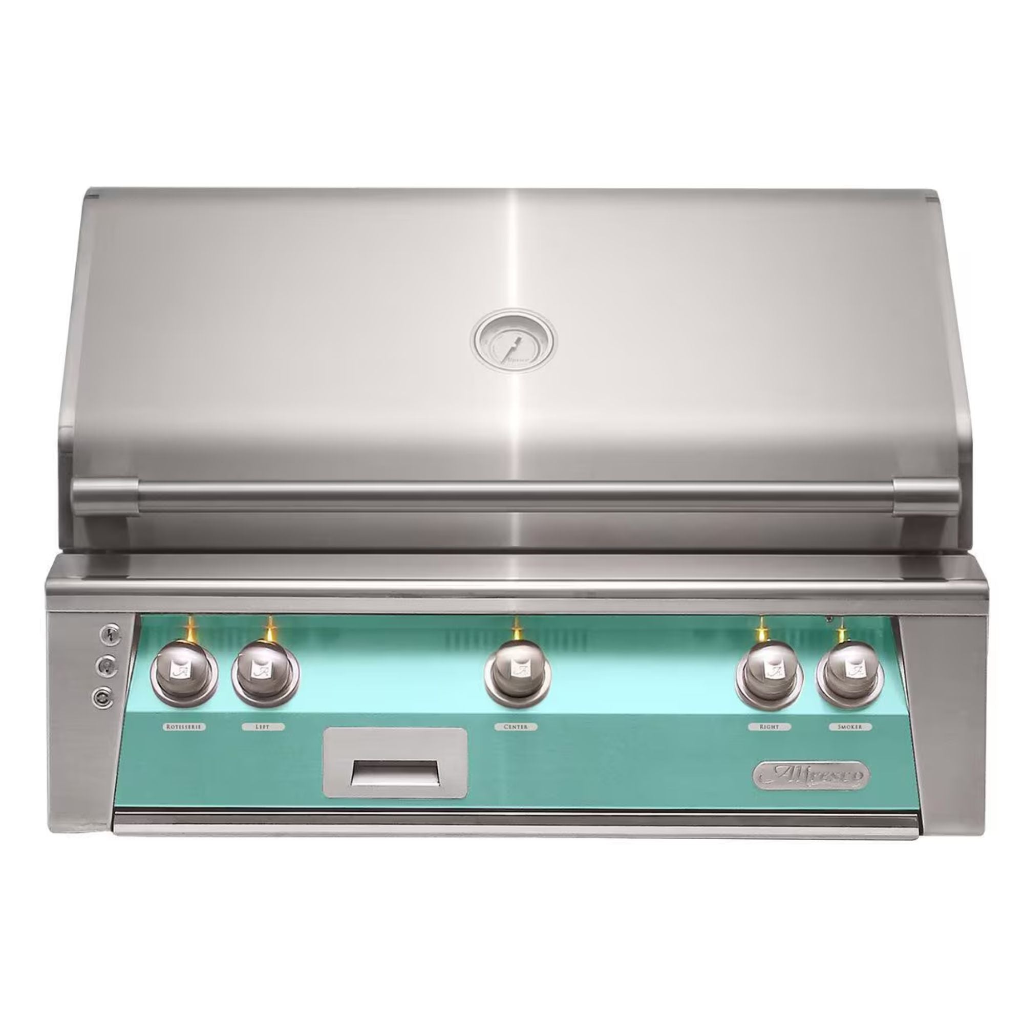 Alfresco 36-Inch Built-In Stainless Steel Gas Grill w/ Rotisserie & Sear Zone in Light Green | Novaselectes
