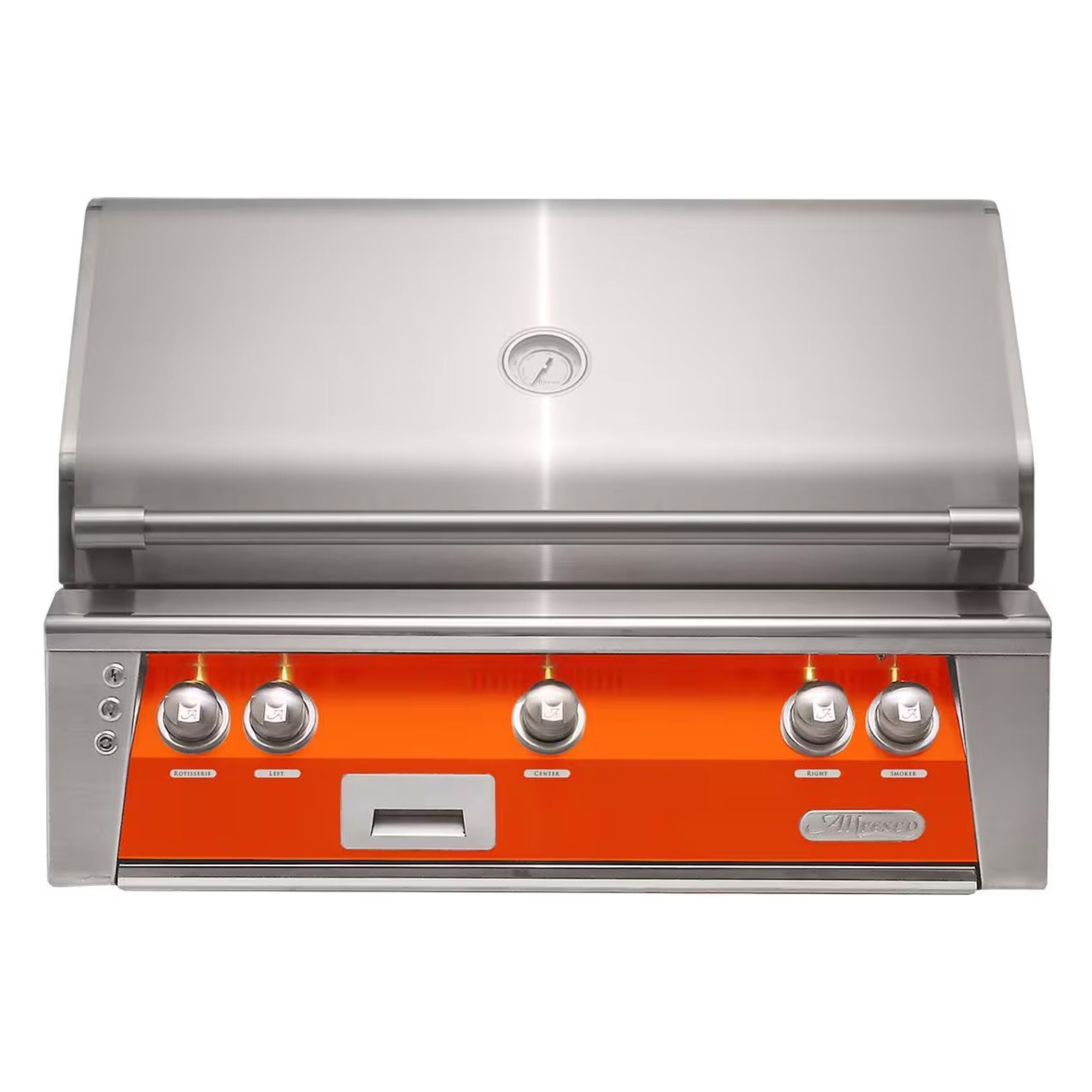 Alfresco 36-Inch Built-In Stainless Steel Gas Grill w/ Rotisserie & Sear Zone in Luminous Orange | Novaselectes