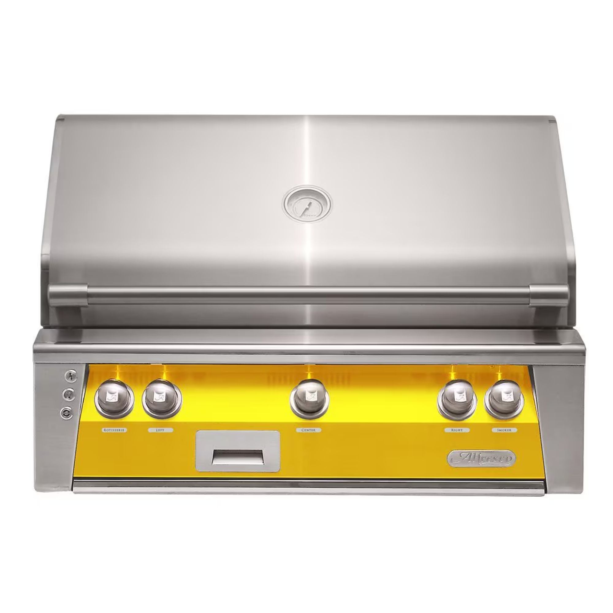 Alfresco 36-Inch Built-In Stainless Steel Gas Grill w/ Rotisserie & Sear Zone in Traffic Yellow | Novaselectes