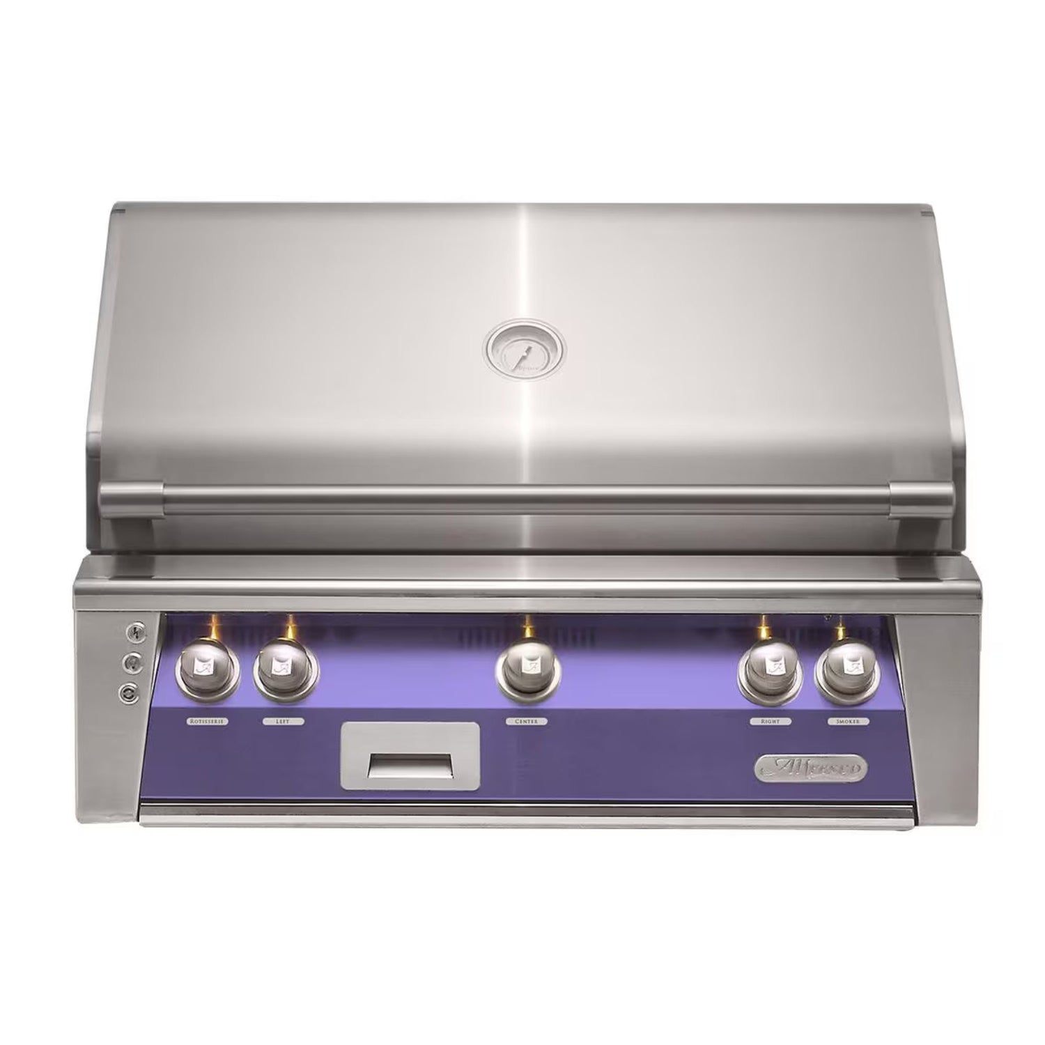 Alfresco 36-Inch Built-In Stainless Steel Gas Grill w/ Rotisserie in Blue Lilac | Novaselectes