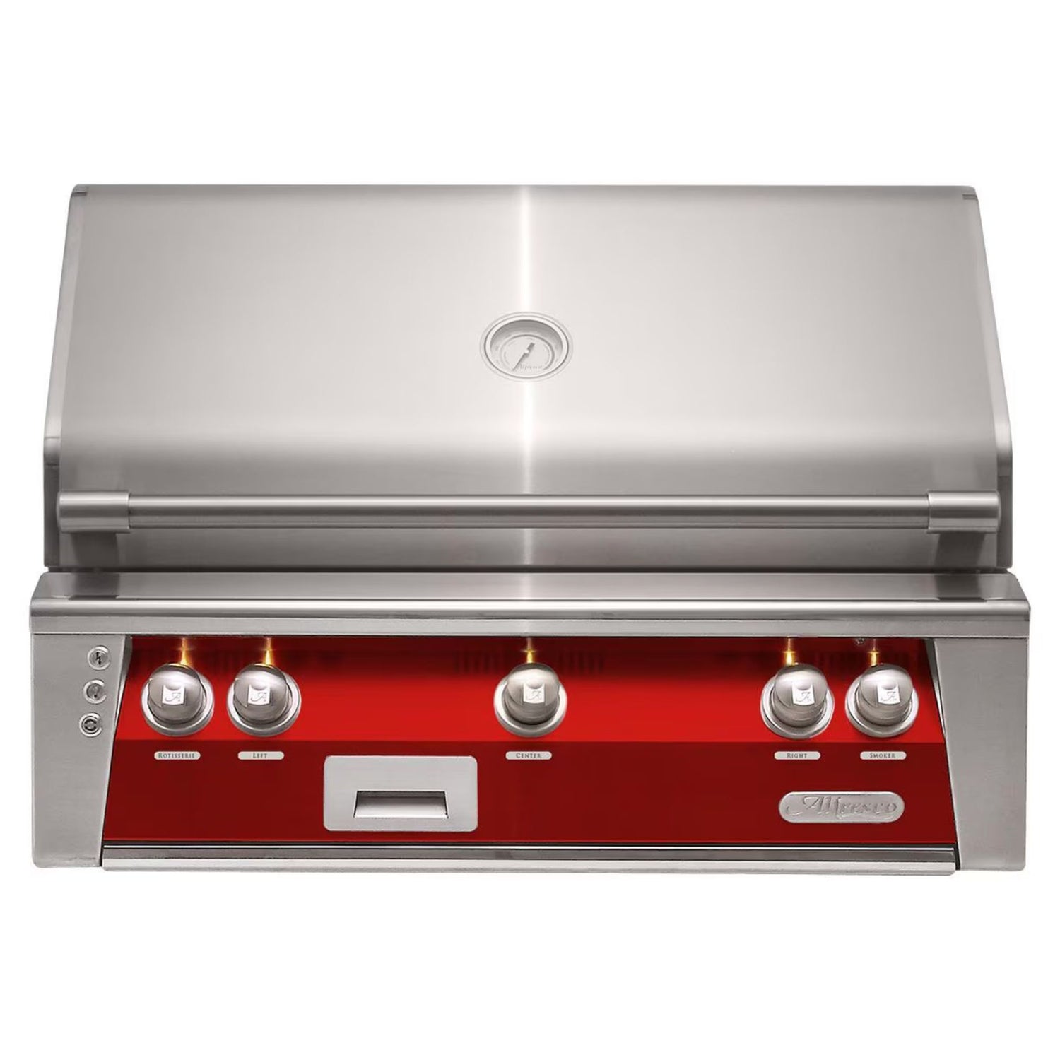 Alfresco 36-Inch Built-In Stainless Steel Gas Grill w/ Rotisserie in Carmine Red | Novaselectes