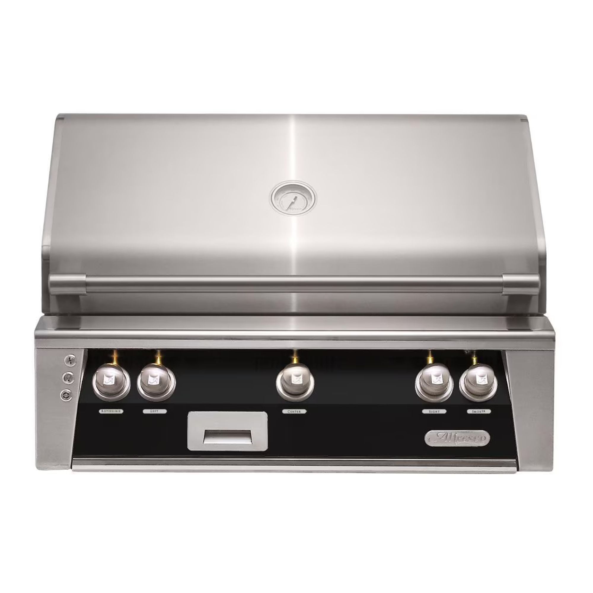 Alfresco 36-Inch Built-In Stainless Steel Gas Grill w/ Rotisserie in Jet Black | Novaselectes