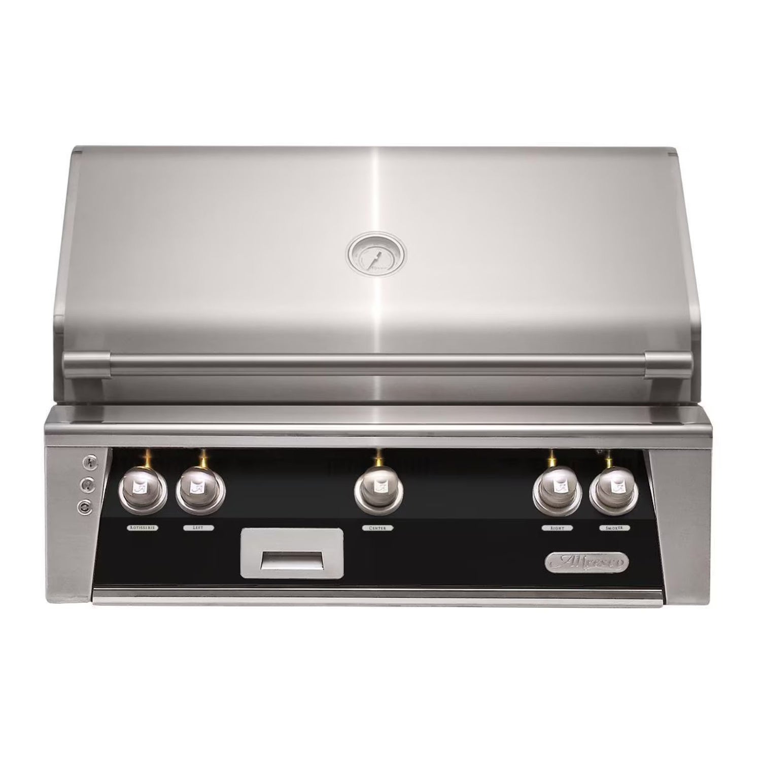 Alfresco 36-Inch Built-In Stainless Steel Gas Grill w/ Rotisserie in Jet Black | Novaselectes