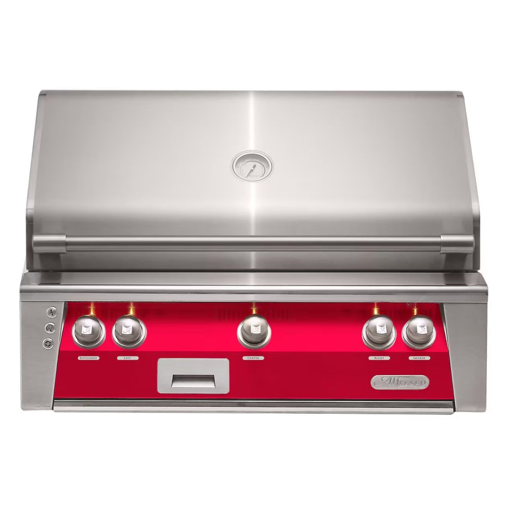 Alfresco 36-Inch Built-In Stainless Steel Gas Grill w/ Rotisserie in Raspberry Red | Novaselectes