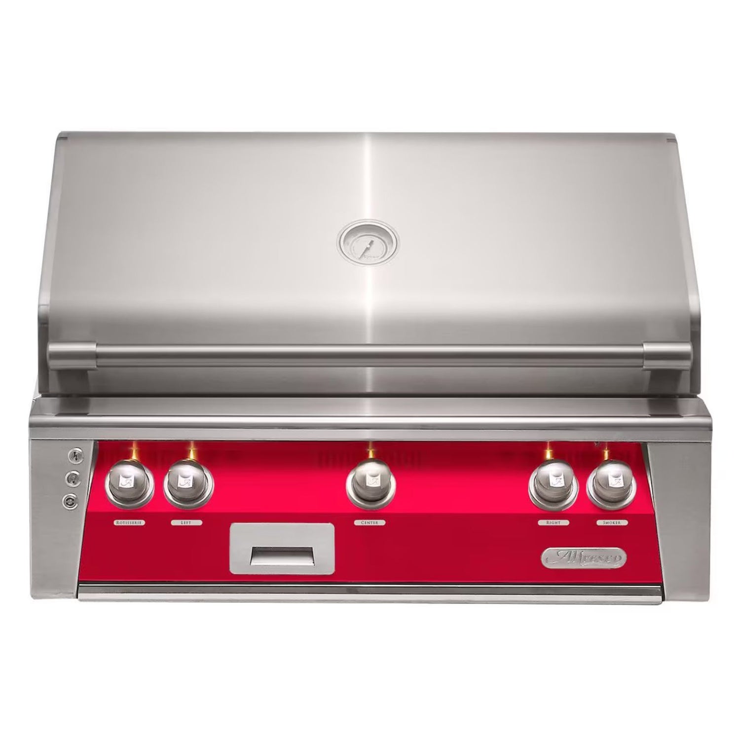 Alfresco 36-Inch Built-In Stainless Steel Gas Grill w/ Rotisserie in Raspberry Red | Novaselectes