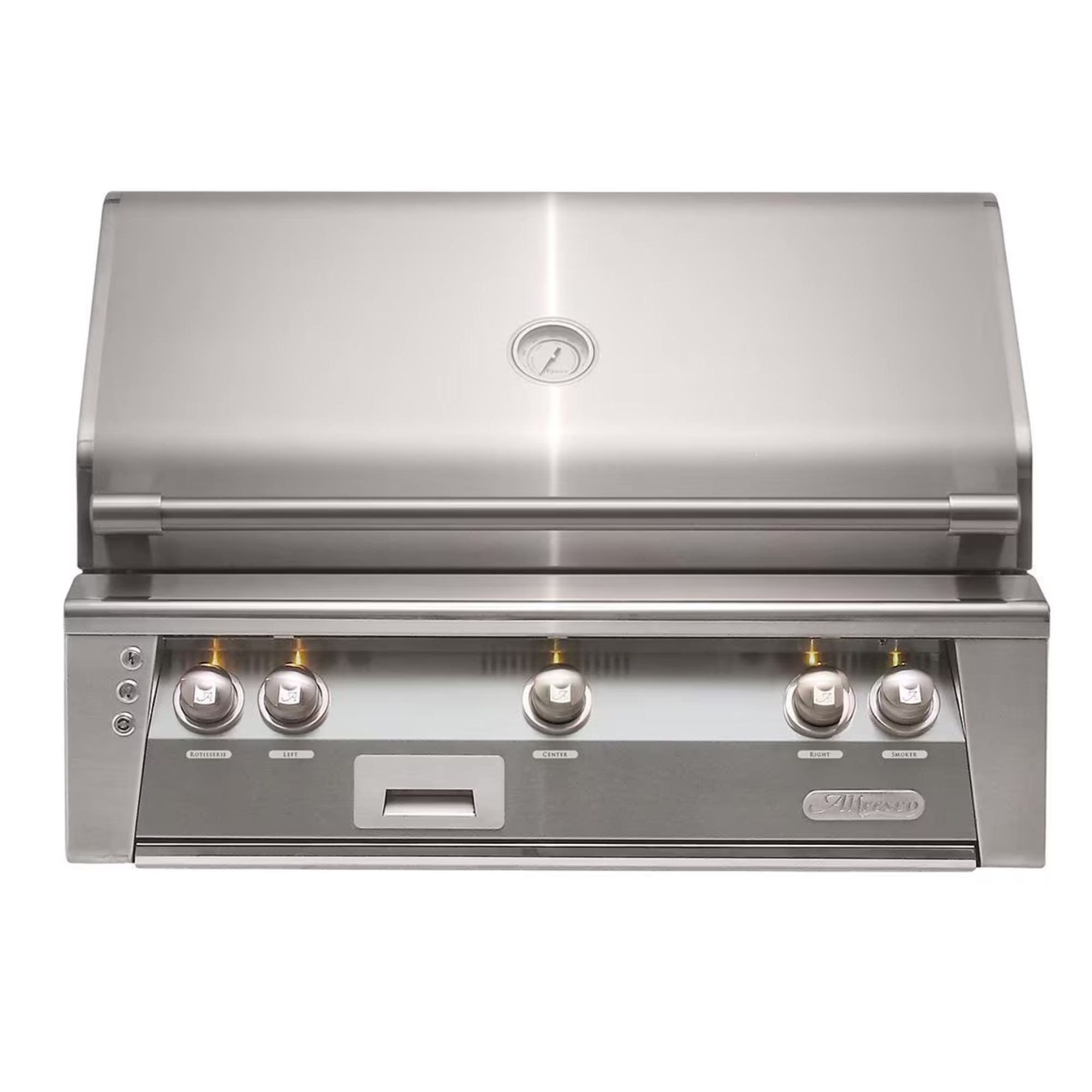 Alfresco 36-Inch Built-In Stainless Steel Gas Grill w/ Rotisserie in Signal Grey | Novaselectes