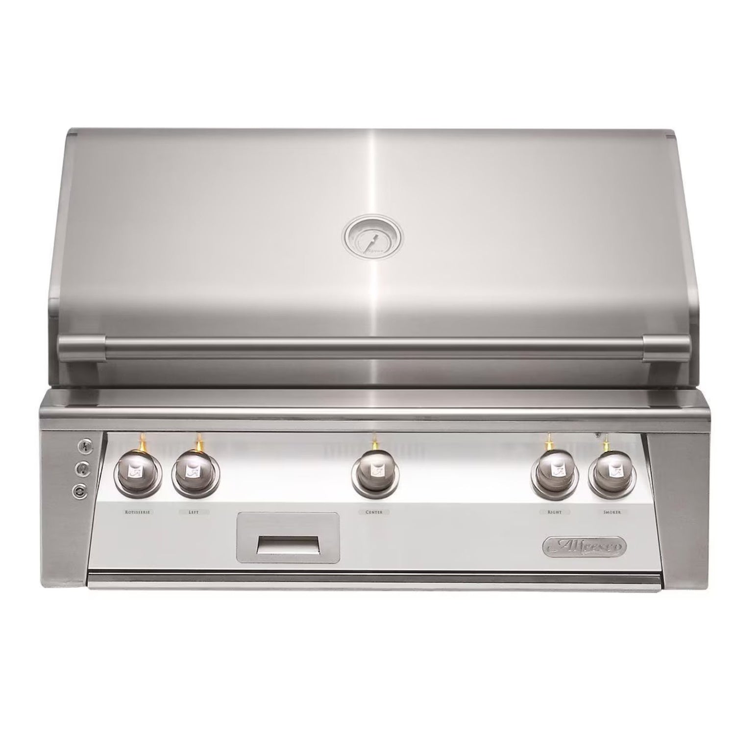 Alfresco 36-Inch Built-In Stainless Steel Gas Grill w/ Rotisserie in Signal White | Novaselectes
