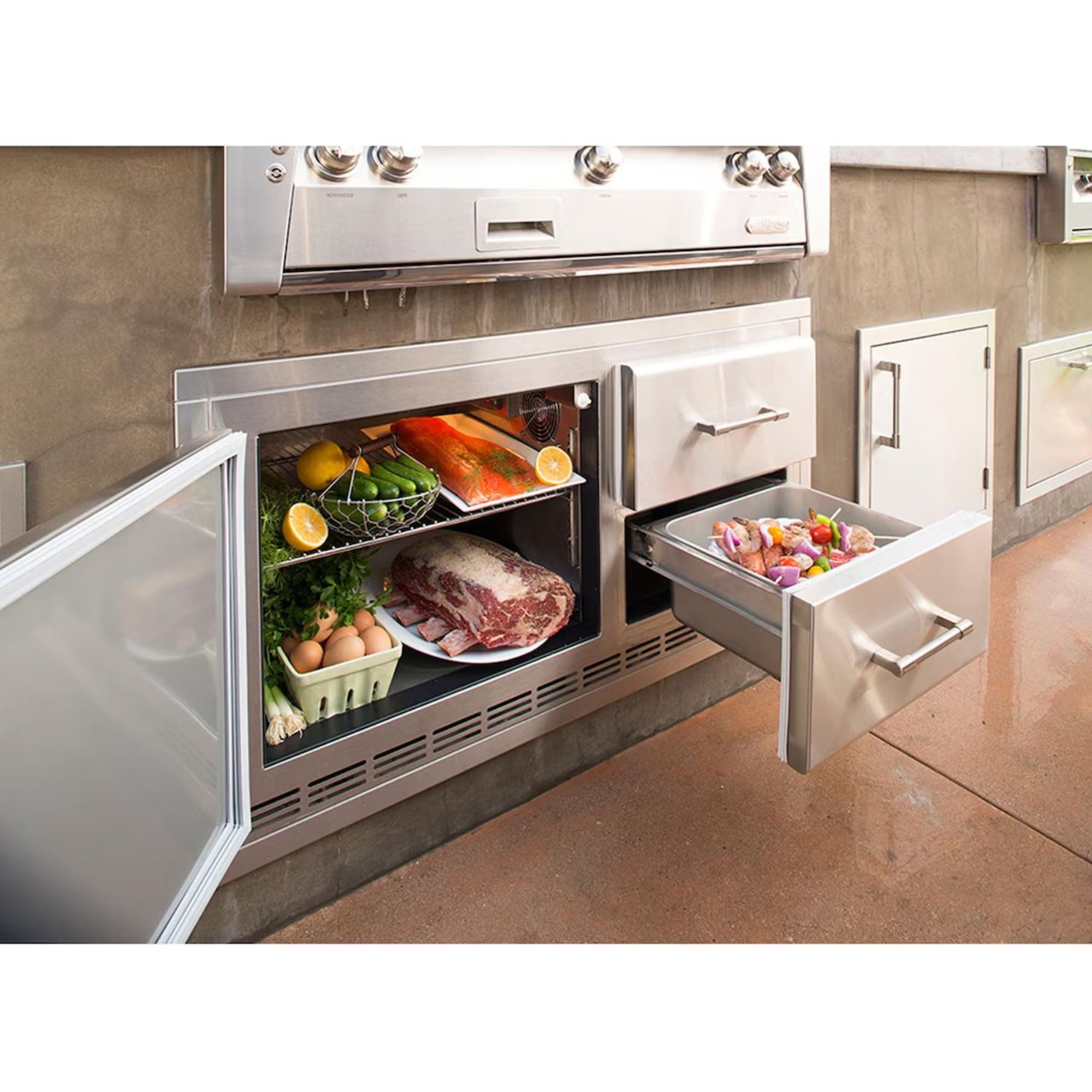 Alfresco 42-Inch 7.2 Cu. Ft. Under Grill Outdoor Rated Refrigerator | Novaselectes