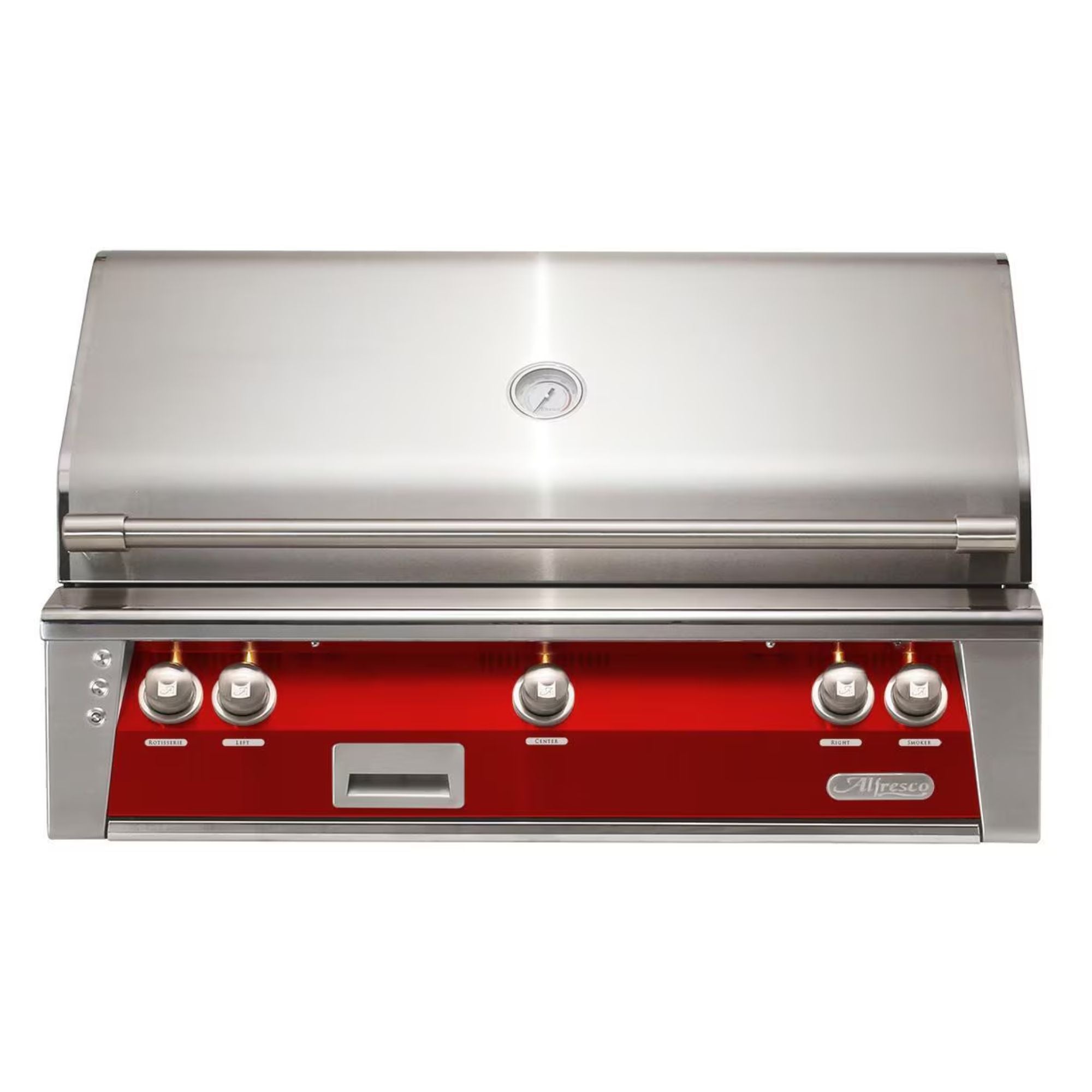 Alfresco 42-Inch Built-in Stainless Steel Gas Grill w/ Rotisserie & Sear Zone in Carmine Red | Novaselectes