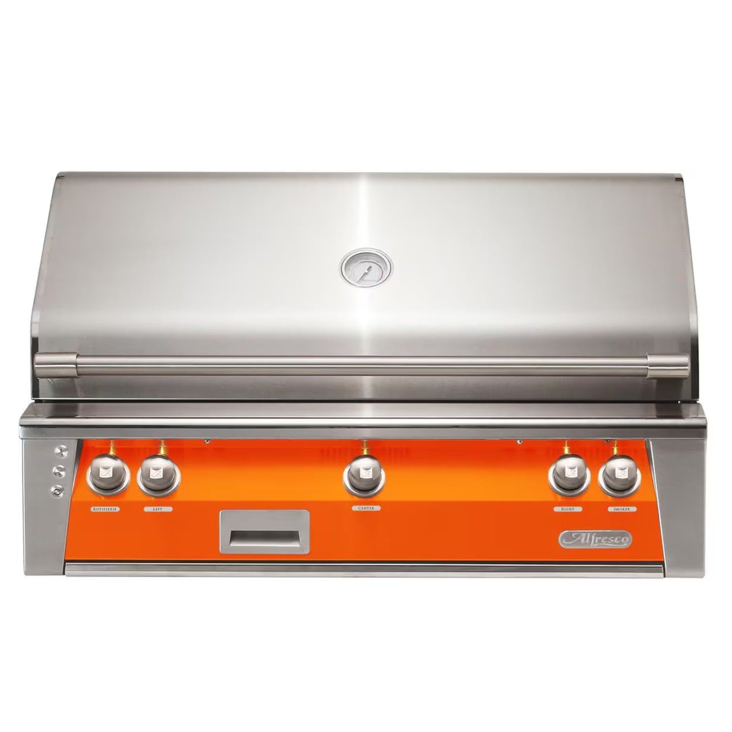 Alfresco 42-Inch Built-in Stainless Steel Gas Grill w/ Rotisserie & Sear Zone in Luminous Orange | Novaselectes