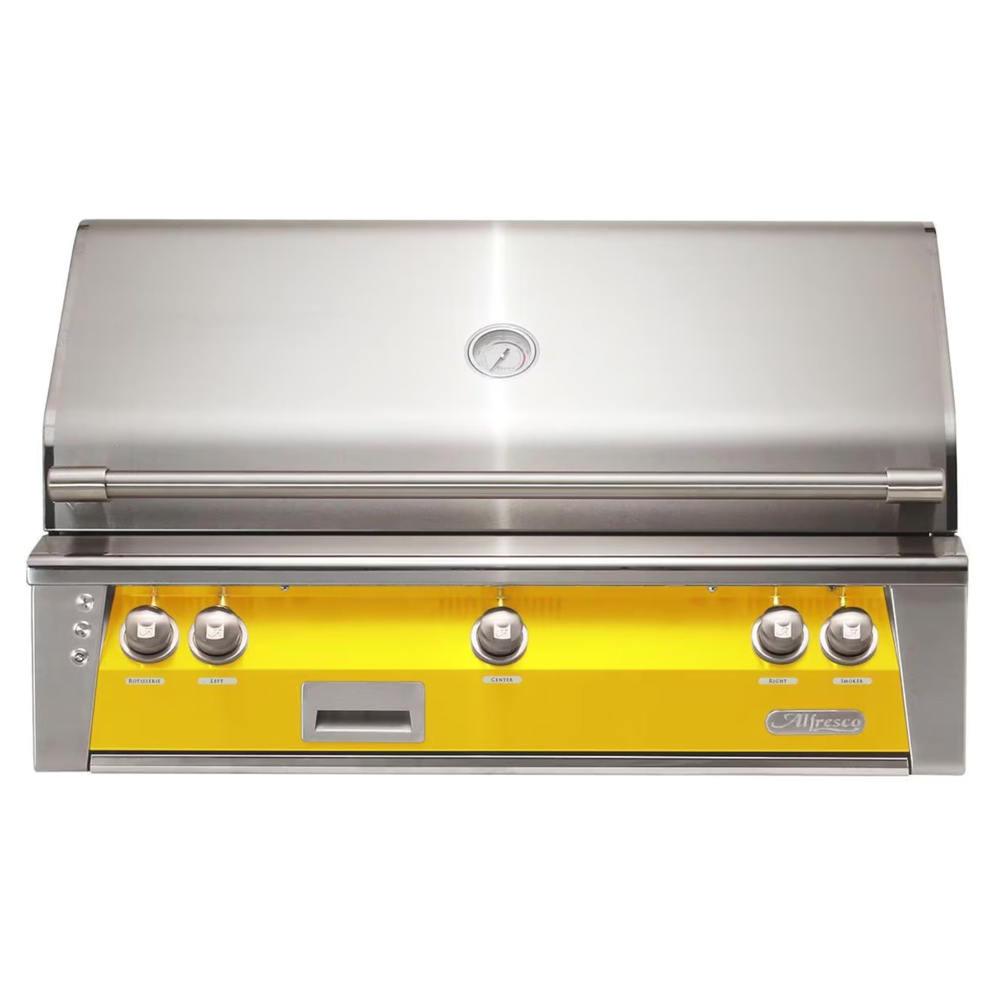Alfresco 42-Inch Built-in Stainless Steel Gas Grill w/ Rotisserie & Sear Zone in Traffic Yellow | Novaselectes