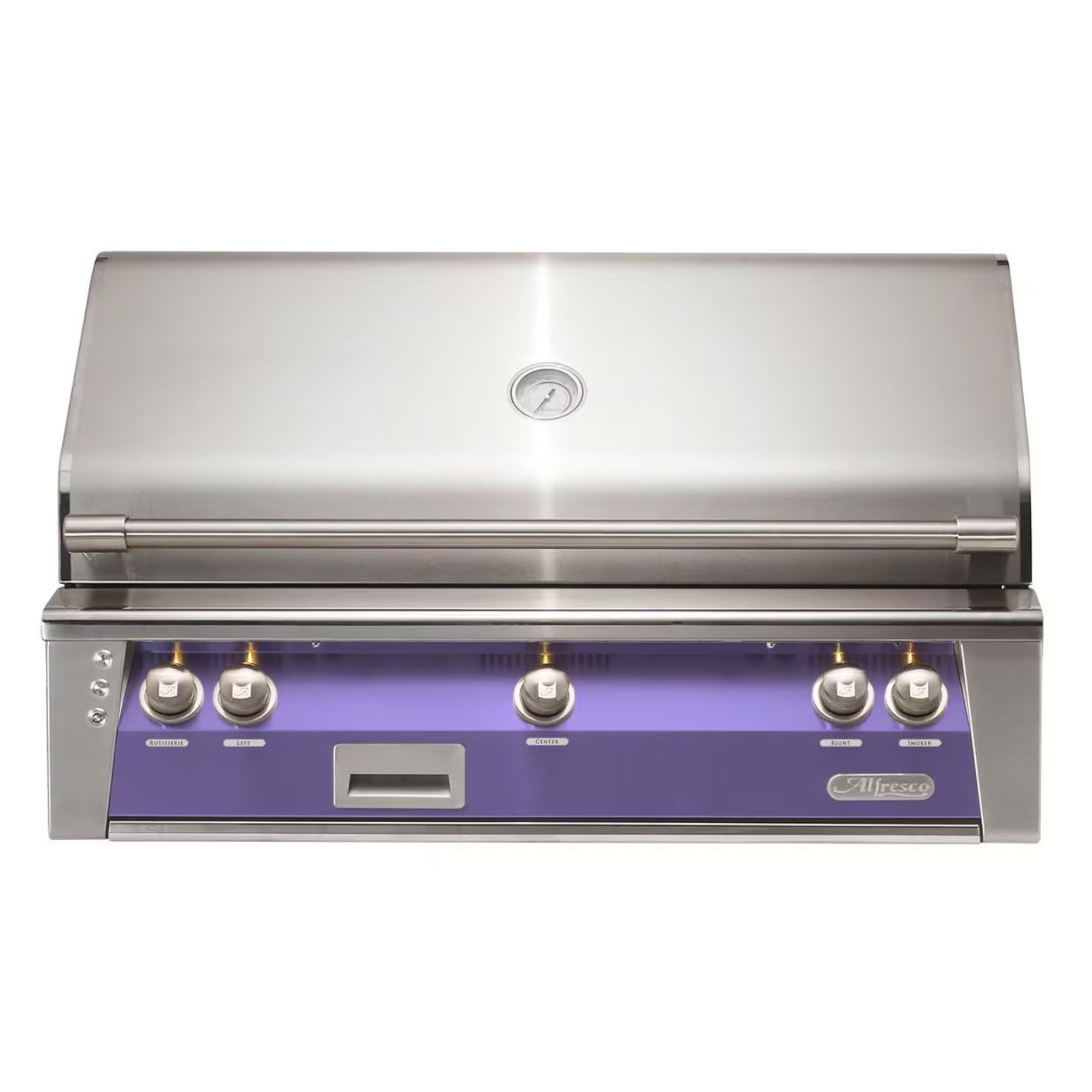 Alfresco 42-Inch Built-in Stainless Steel Gas Grill w/ Rotisserie in Blue Lilac | Novaselectes