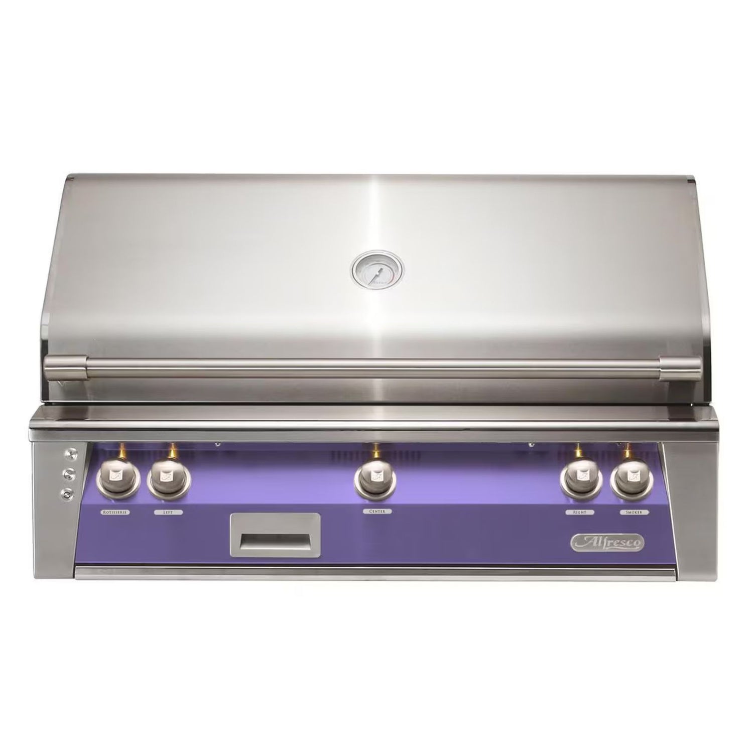 Alfresco 42-Inch Built-in Stainless Steel Gas Grill w/ Rotisserie in Blue Lilac | Novaselectes