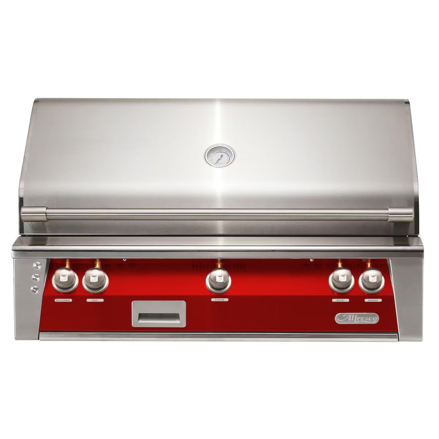 Alfresco 42-Inch Built-in Stainless Steel Gas Grill w/ Rotisserie in Carmine Red | Novaselectes