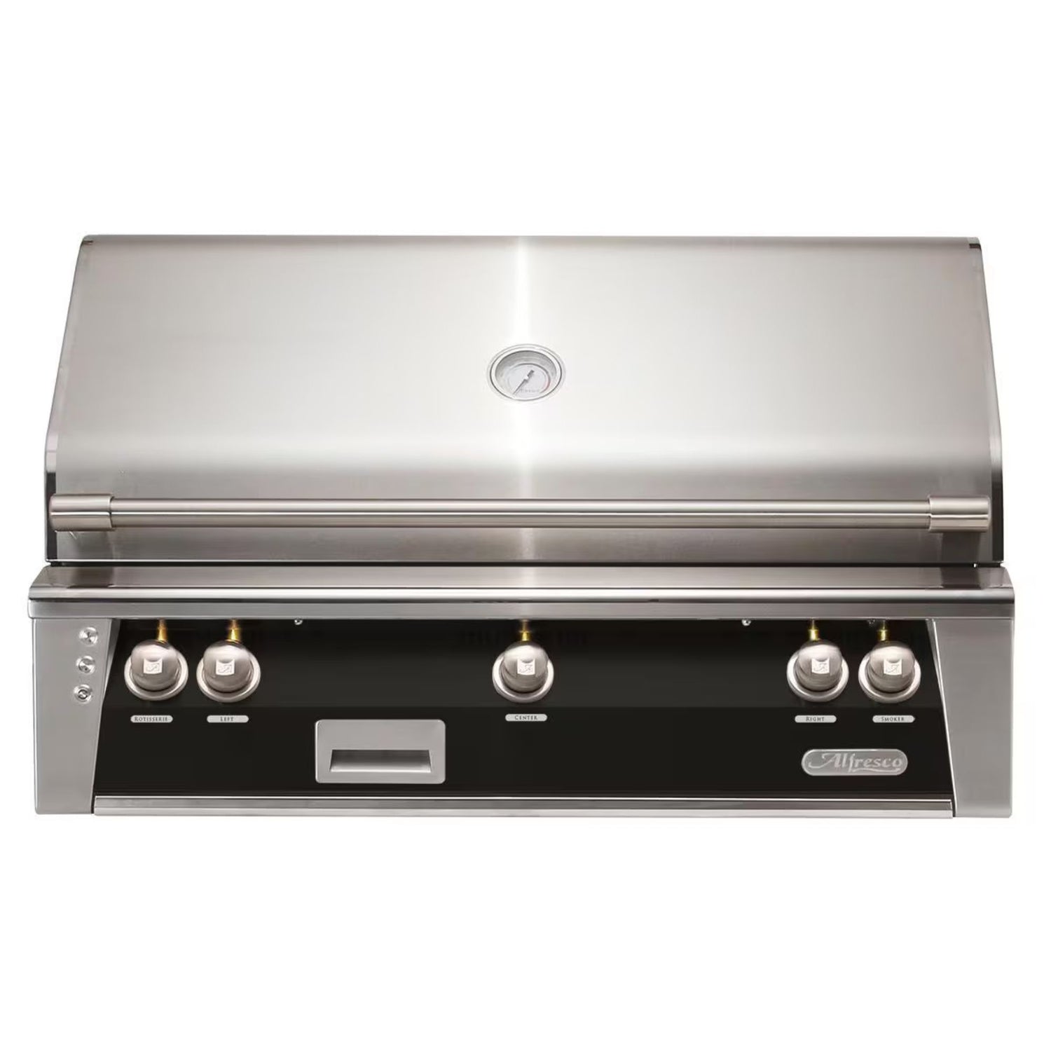 Alfresco 42-Inch Built-in Stainless Steel Gas Grill w/ Rotisserie in Jet Black | Novaselectes