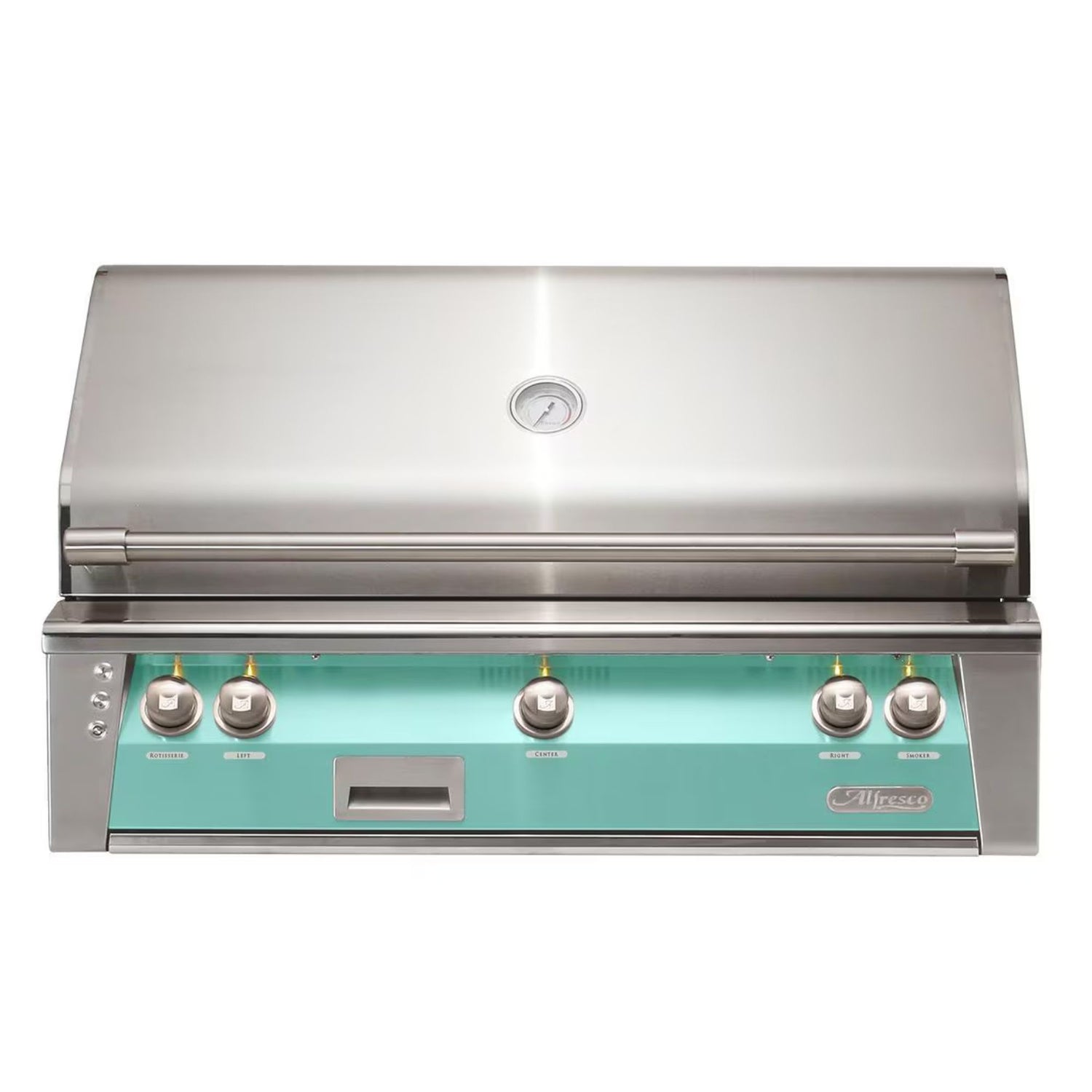 Alfresco 42-Inch Built-in Stainless Steel Gas Grill w/ Rotisserie in Light Green | Novaselectes