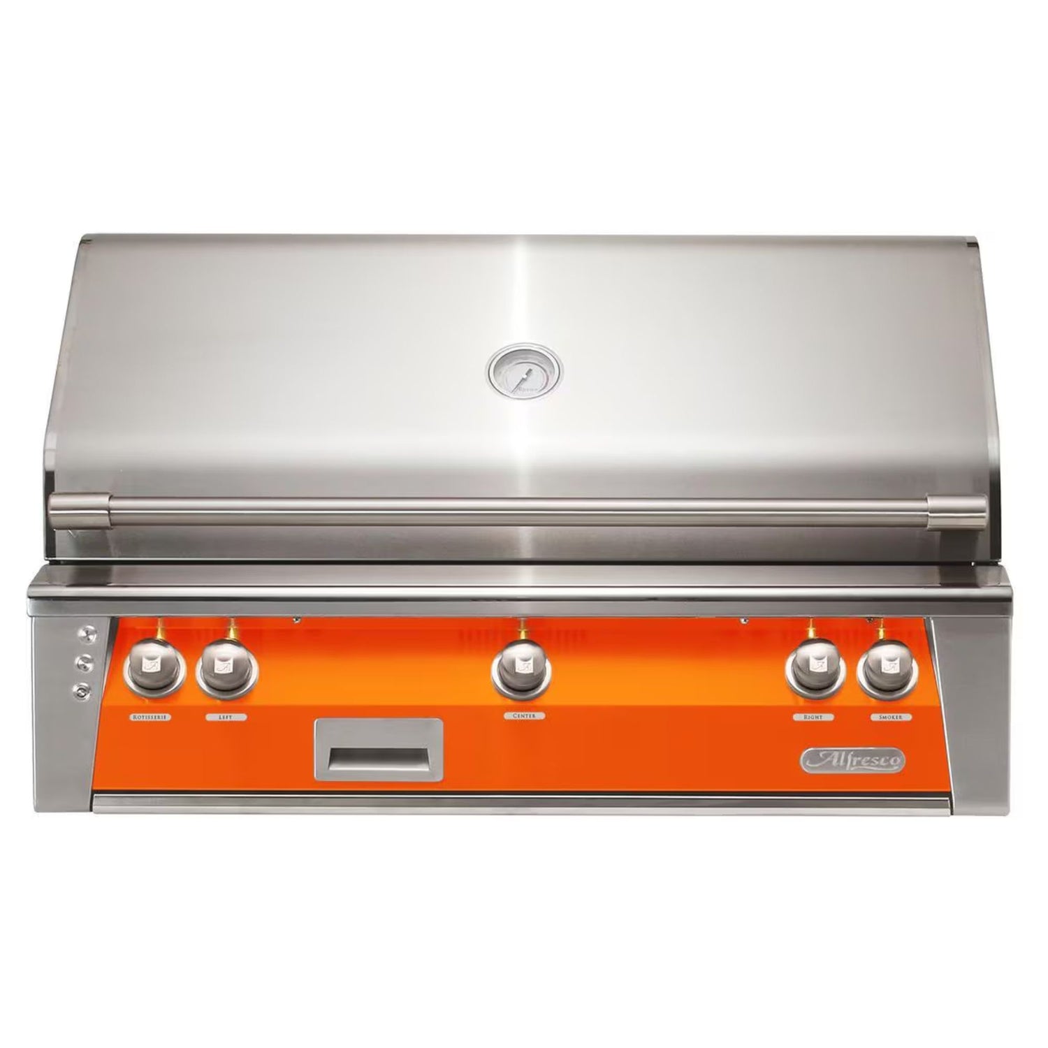 Alfresco 42-Inch Built-in Stainless Steel Gas Grill w/ Rotisserie in Luminous Orange | Novaselectes