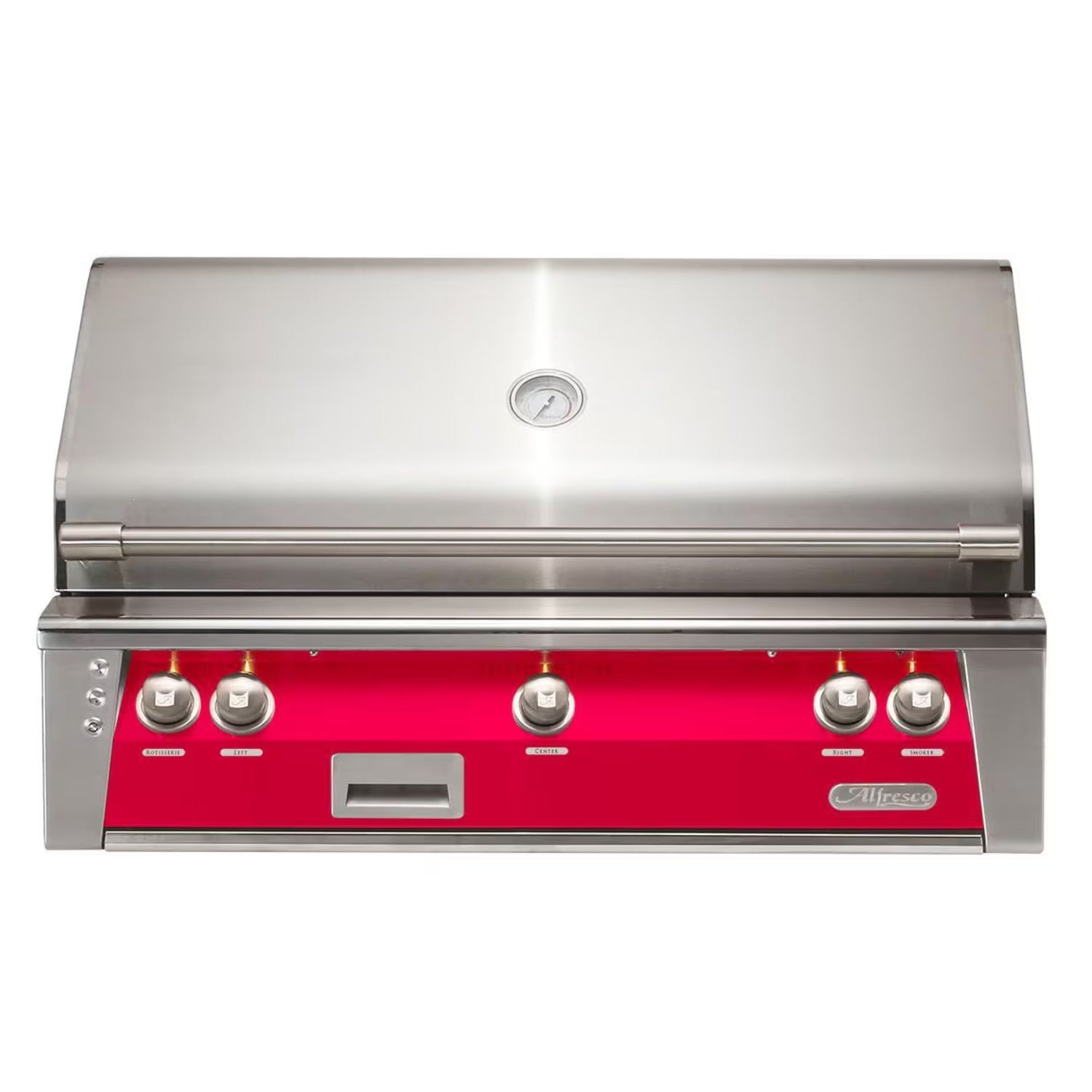 Alfresco 42-Inch Built-in Stainless Steel Gas Grill w/ Rotisserie in Raspberry Red | Novaselectes