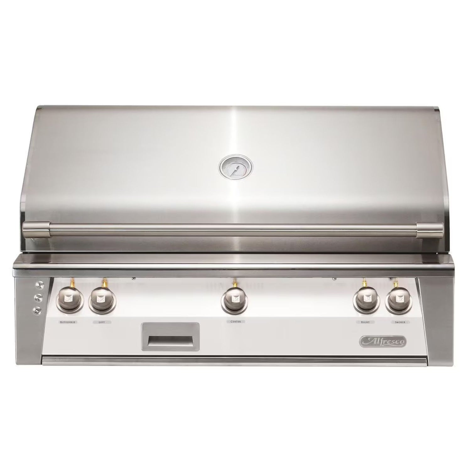 Alfresco 42-Inch Built-in Stainless Steel Gas Grill w/ Rotisserie in Signal White | Novaselectes