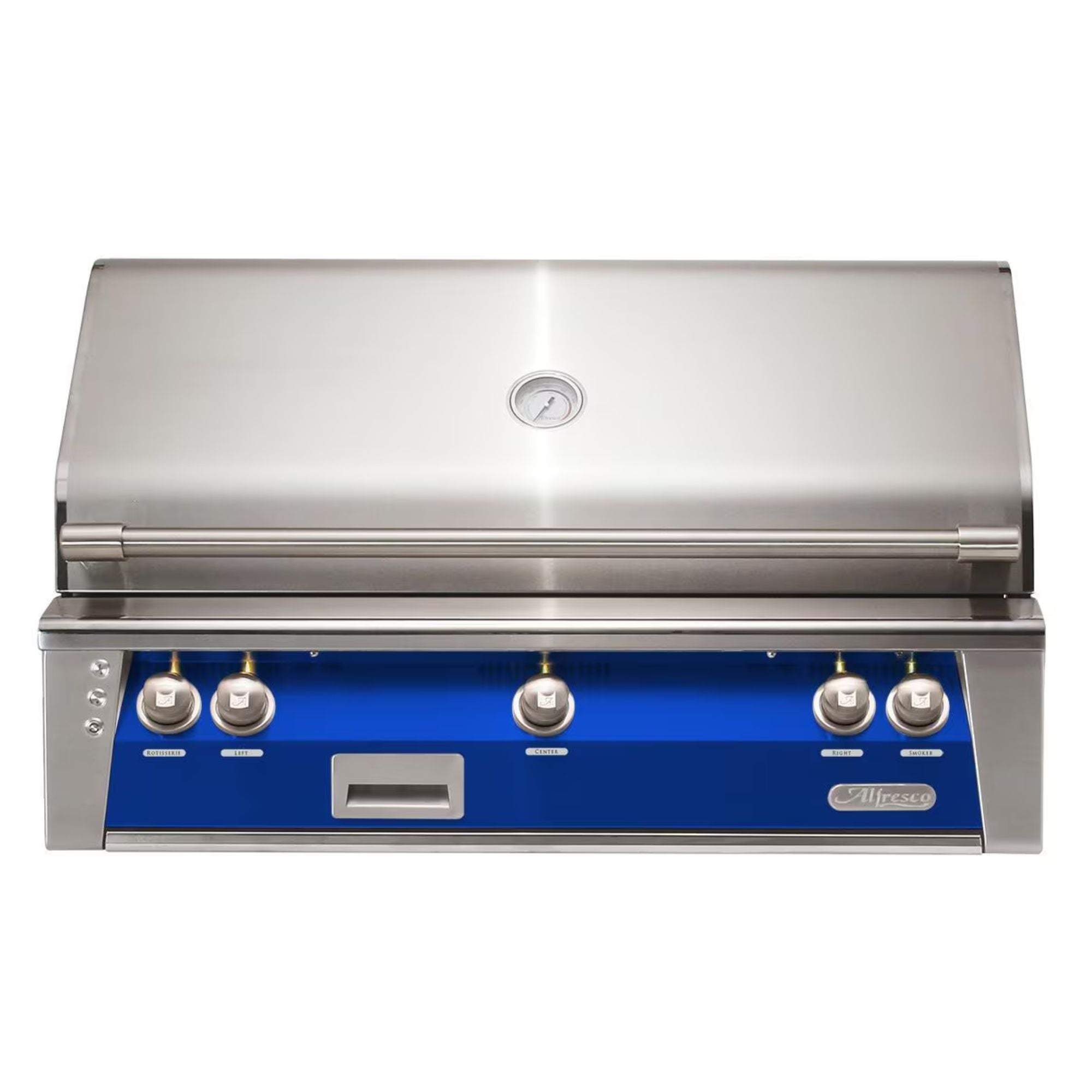 Alfresco 42-Inch Built-in Stainless Steel Gas Grill w/ Rotisserie in Ultramarine Blue | Novaselectes