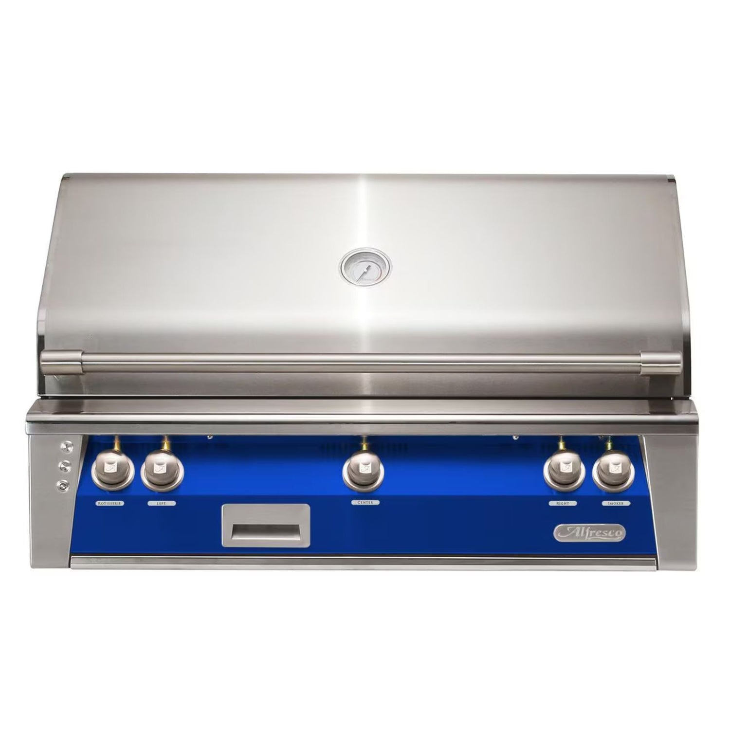 Alfresco 42-Inch Built-in Stainless Steel Gas Grill w/ Rotisserie in Ultramarine Blue | Novaselectes