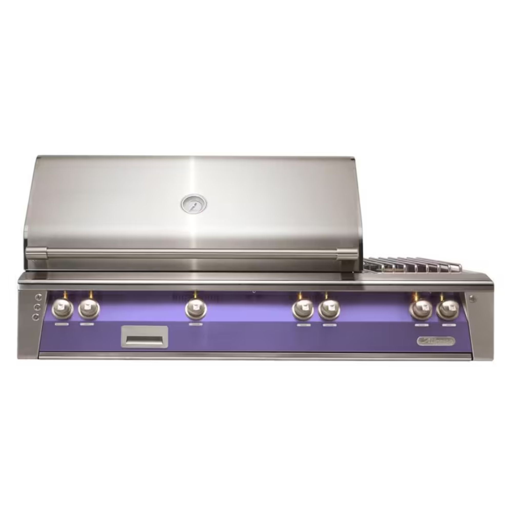 Alfresco 56-Inch Deluxe Built-in Stainless Steel Gas Grill w/ Rotisserie, Sear Zone & Side Burner in Blue Lilac | Novaselectes