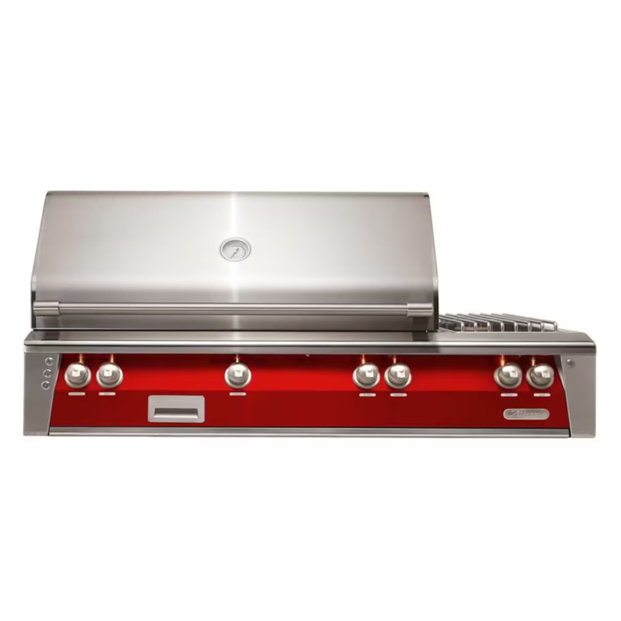 Alfresco 56-Inch Deluxe Built-in Stainless Steel Gas Grill w/ Rotisserie, Sear Zone & Side Burner in Carmine Red | Novaselectes