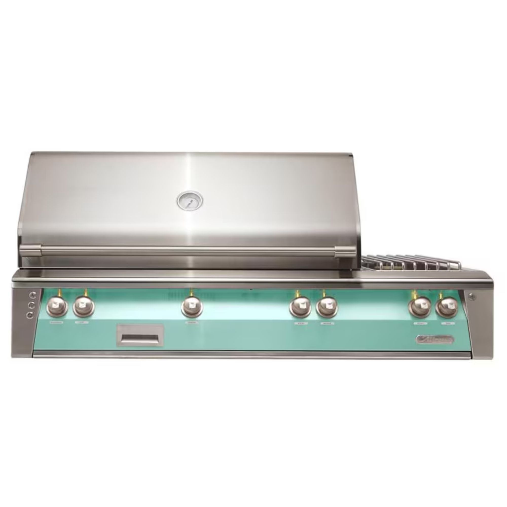 Alfresco 56-Inch Deluxe Built-in Stainless Steel Gas Grill w/ Rotisserie, Sear Zone & Side Burner in Light Green | Novaselectes