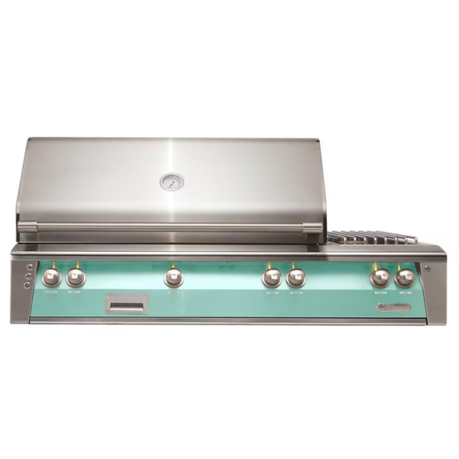 Alfresco 56-Inch Deluxe Built-in Stainless Steel Gas Grill w/ Rotisserie, Sear Zone & Side Burner in Light Green | Novaselectes