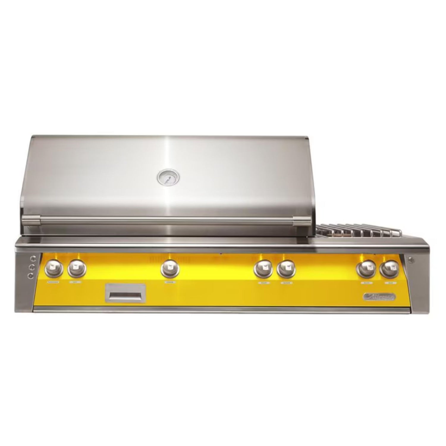 Alfresco 56-Inch Deluxe Built-in Stainless Steel Gas Grill w/ Rotisserie, Sear Zone & Side Burner in Traffic Yellow | Novaselectes